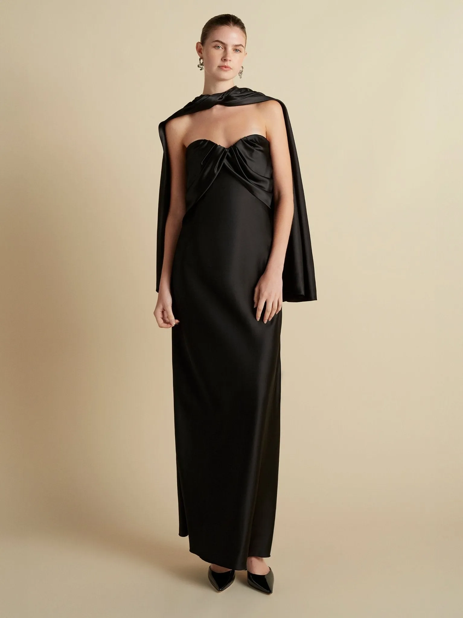 Satin Draped Bustier Dress sold by Marina Moscone product image thumbnail 2