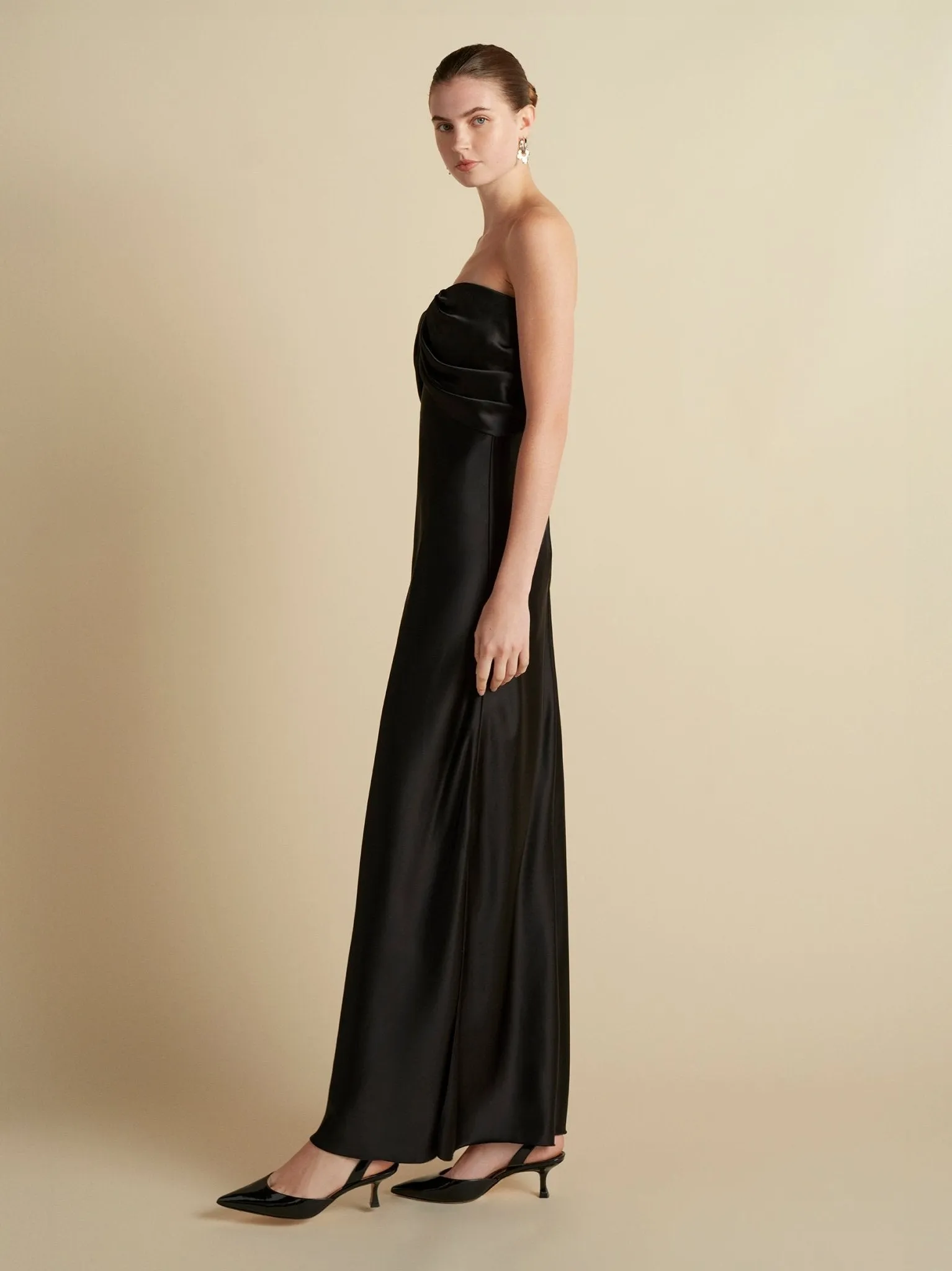 Satin Draped Bustier Dress sold by Marina Moscone product image thumbnail 3