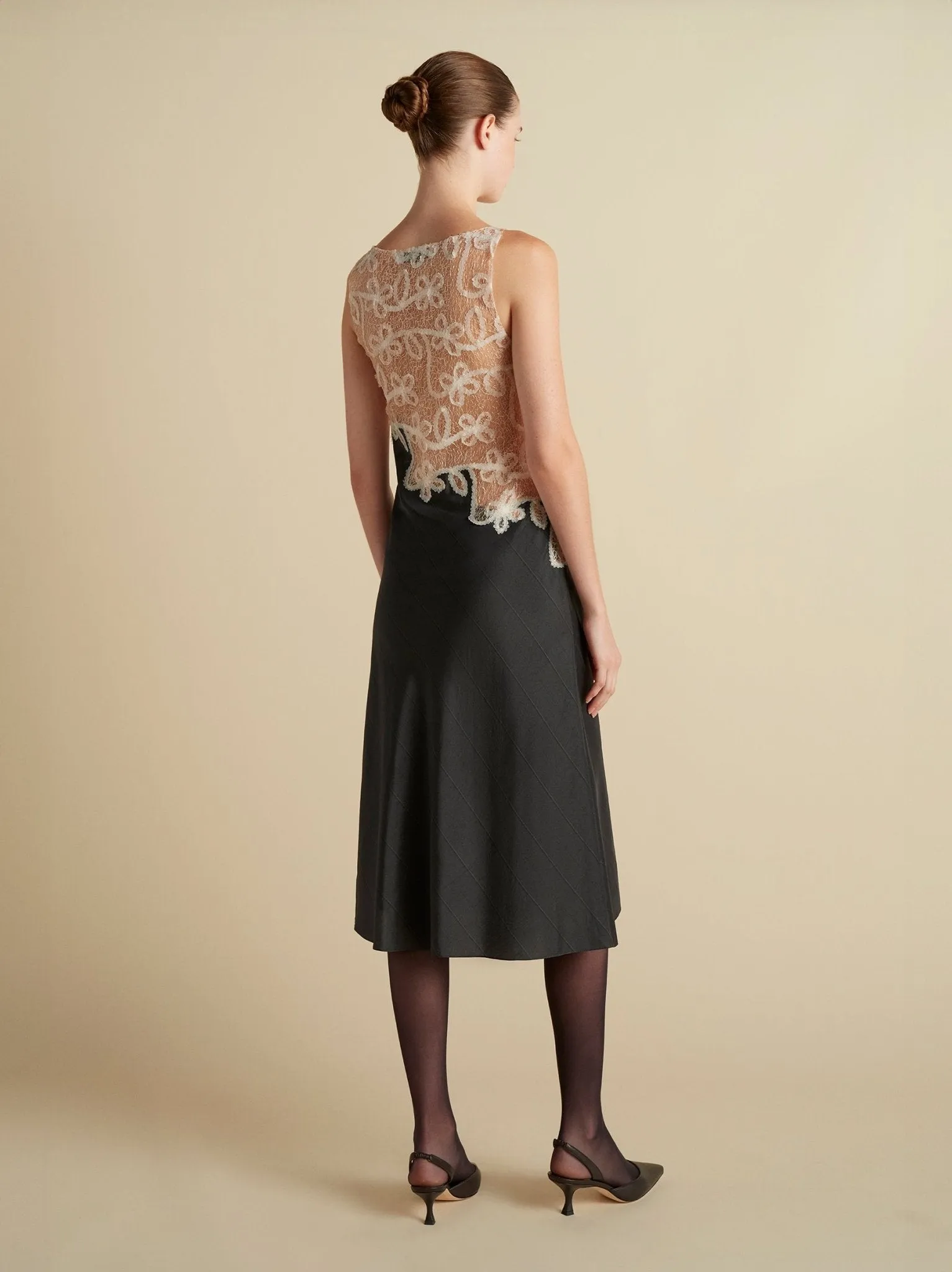 Pinstripe Dress with Lace Encrustation sold by Marina Moscone product image thumbnail 3