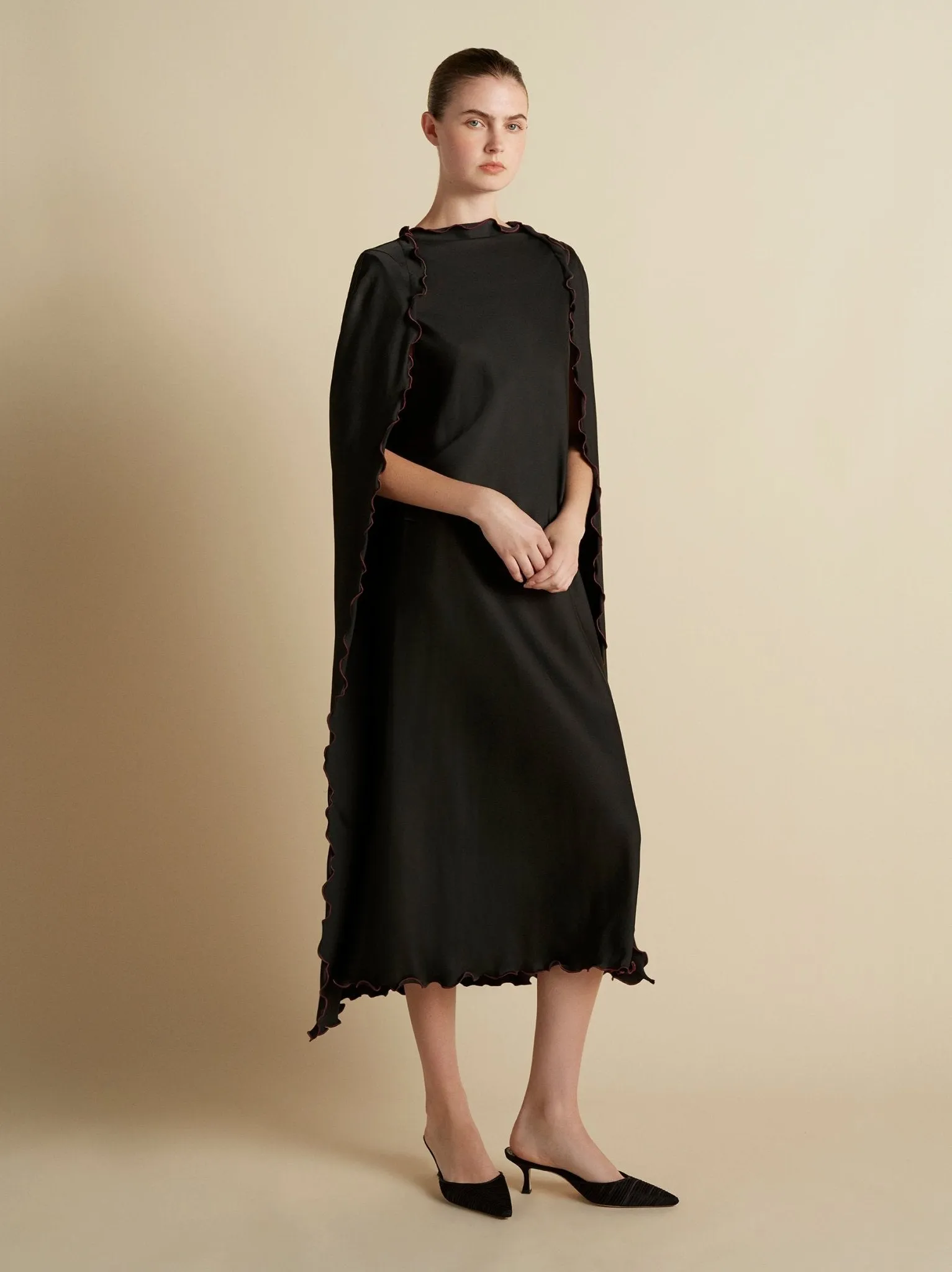 Cady Cape Dress with Scalloped Edge sold by Marina Moscone product image thumbnail 2