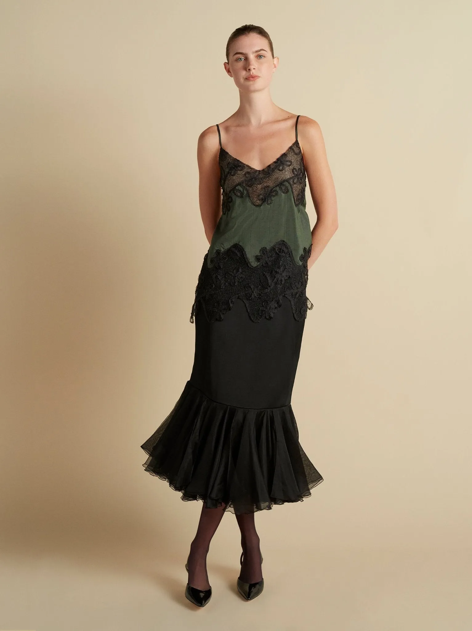 Cady Skirt with Organza Flounce Hem sold by Marina Moscone product image thumbnail 2