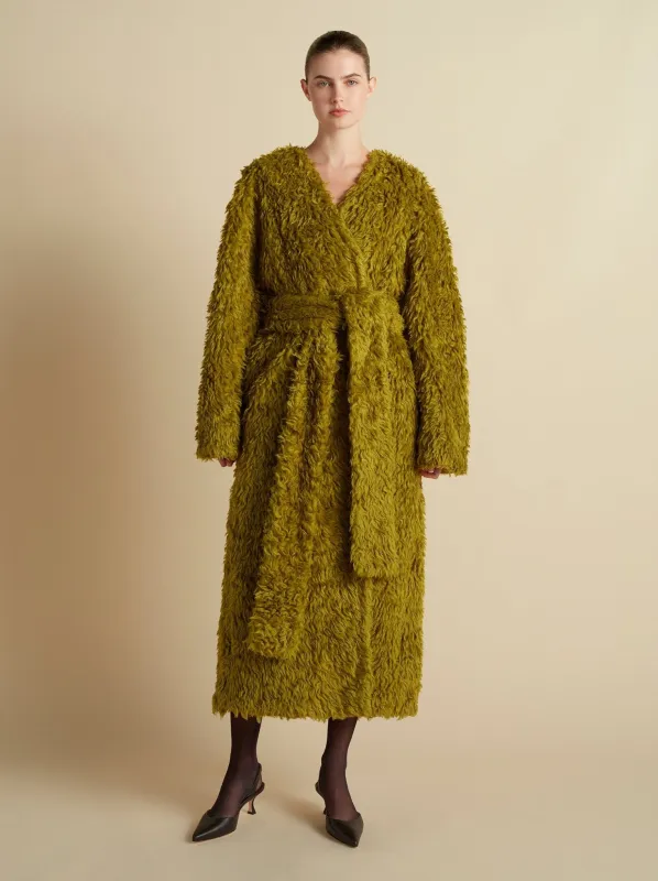 Long Hair Sherpa Cocoon Coat sold by Marina Moscone