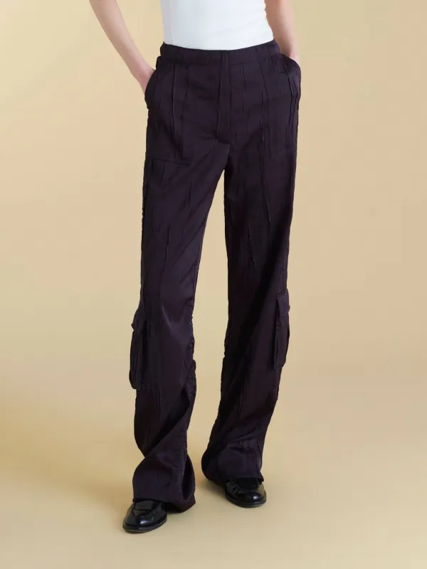 Crinkled Satin Cargo Trouser sold by Marina Moscone