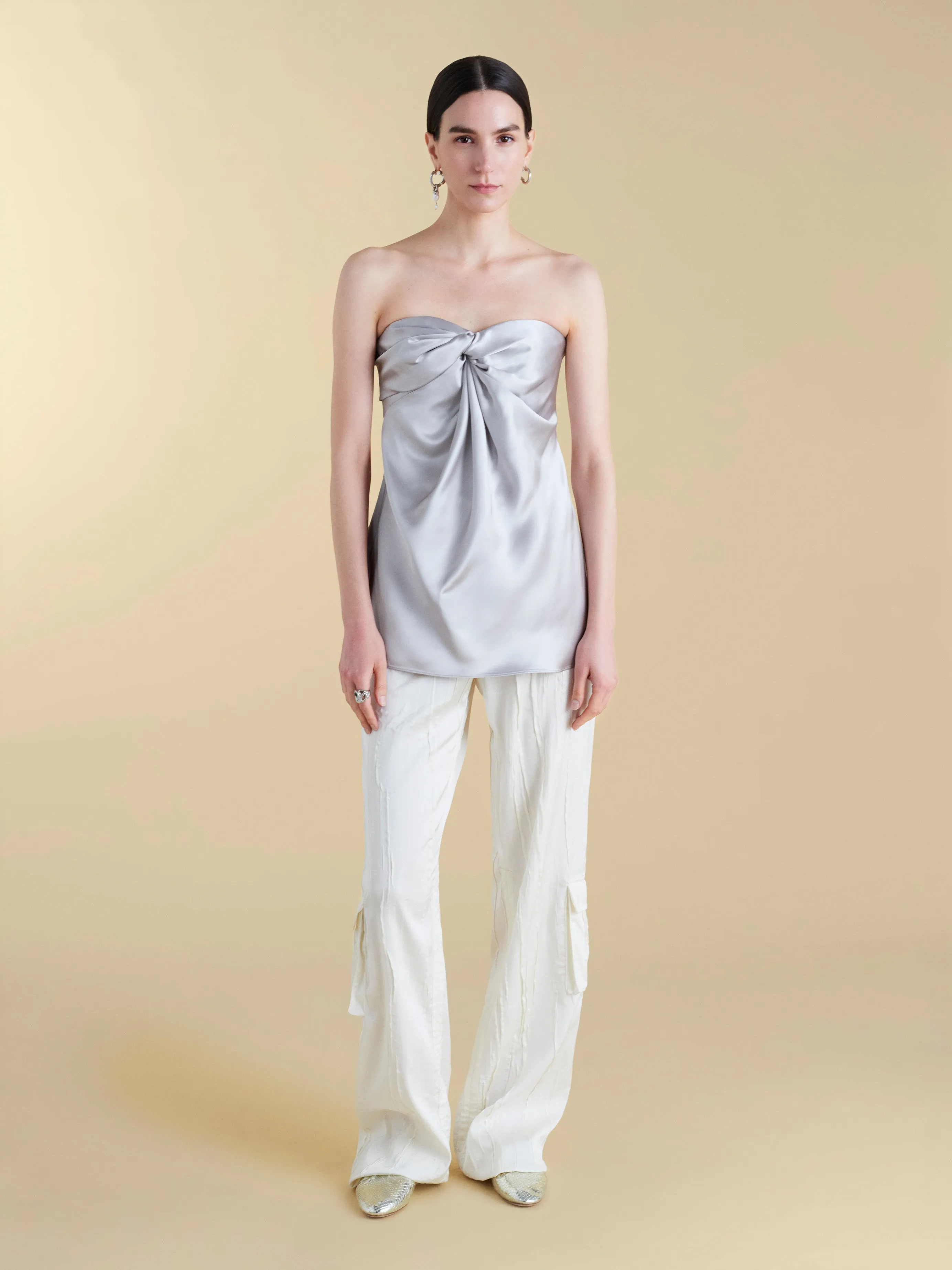 Crinkled Satin Cargo Trouser sold by Marina Moscone product image thumbnail 5