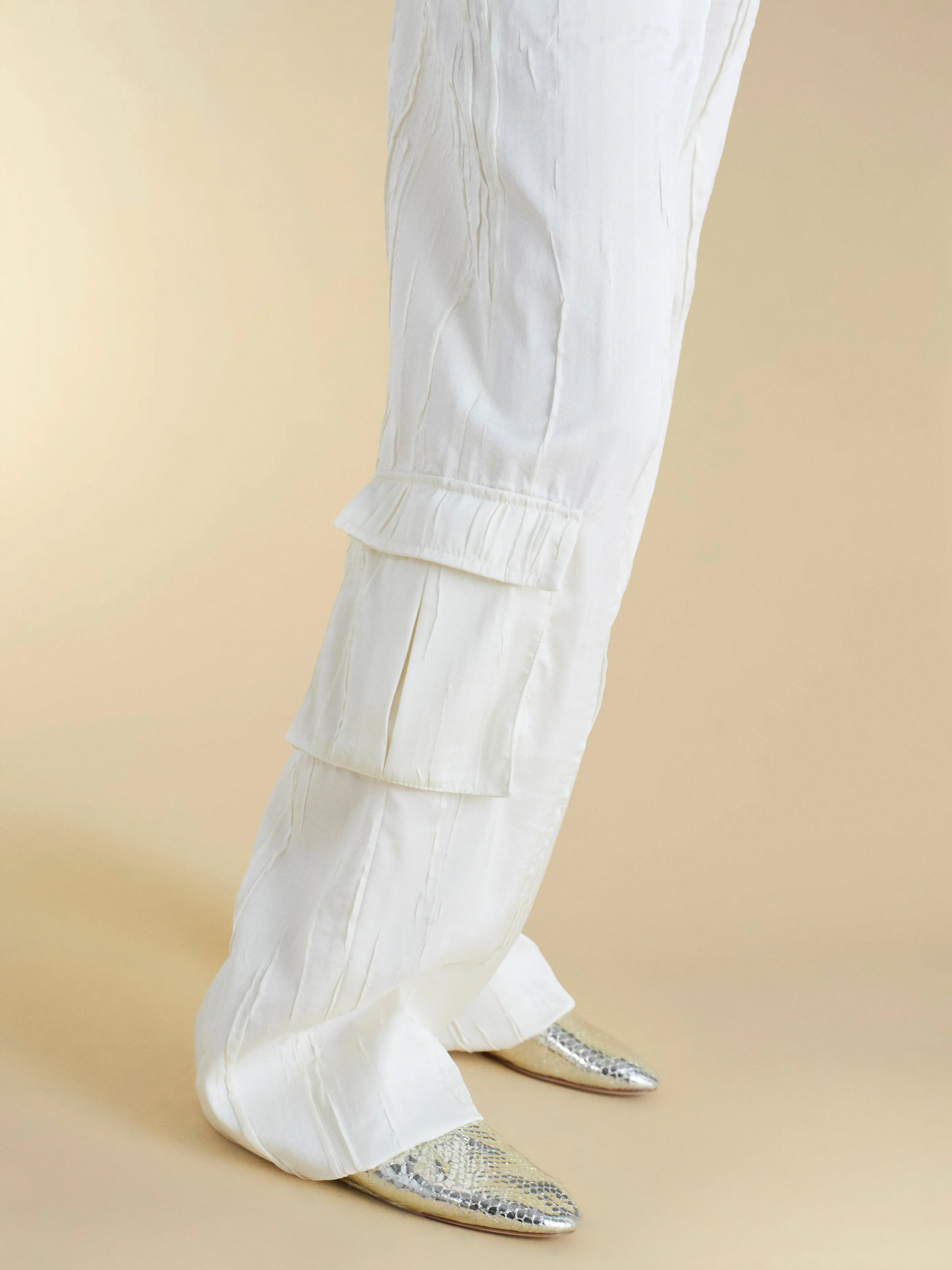 Crinkled Satin Cargo Trouser sold by Marina Moscone product image thumbnail 4