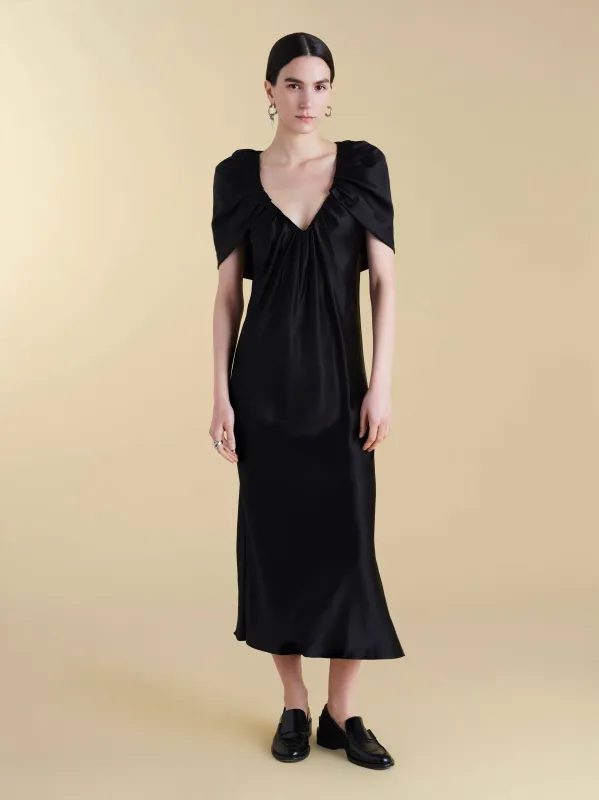 Satin Sheath with Draped Neckline sold by Marina Moscone