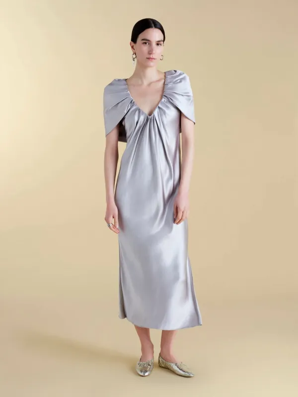 Satin Sheath with Draped Neckline sold by Marina Moscone