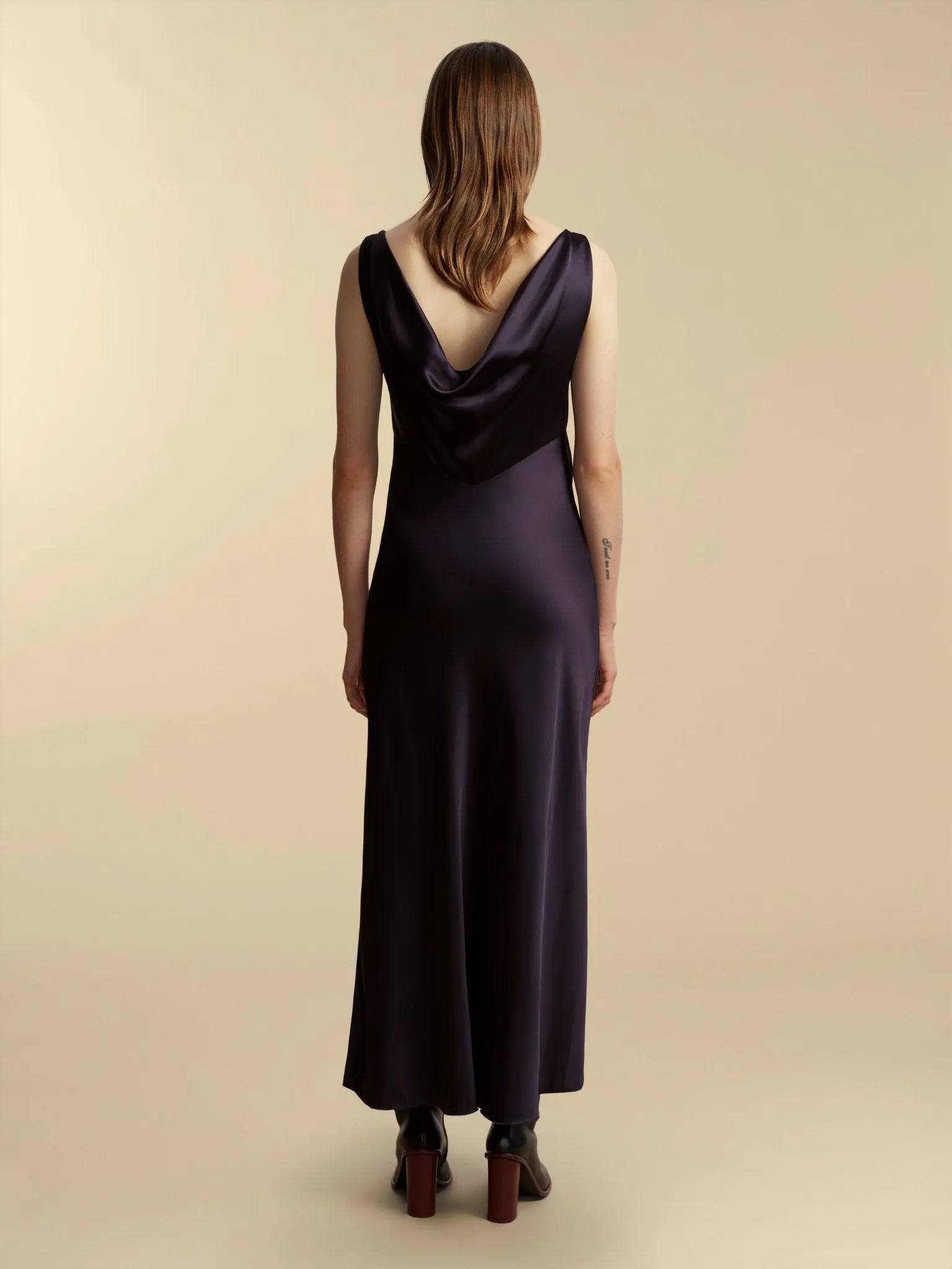 Satin Bias Slipdress with Cowl Back sold by Marina Moscone product image thumbnail 2