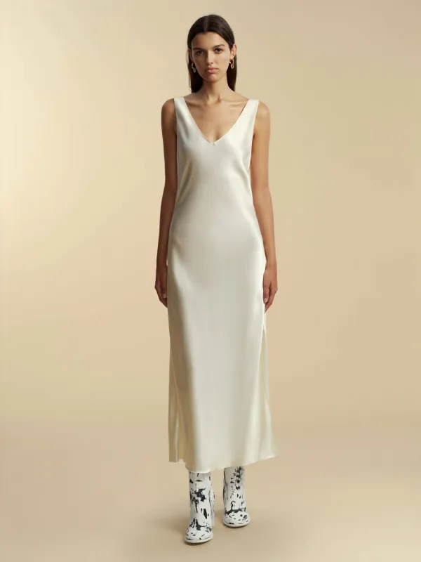 Satin Bias Slipdress with Cowl Back sold by Marina Moscone