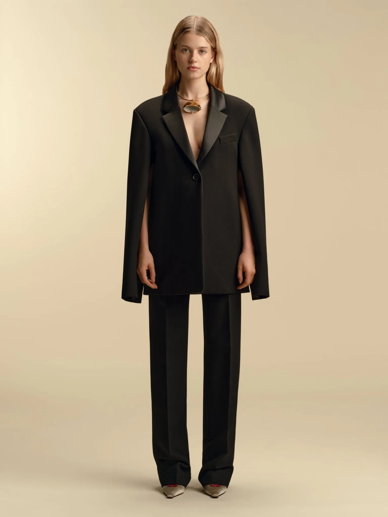 Tailored Boyfriend Blazer with Cape Sleeve sold by Marina Moscone product image thumbnail 3