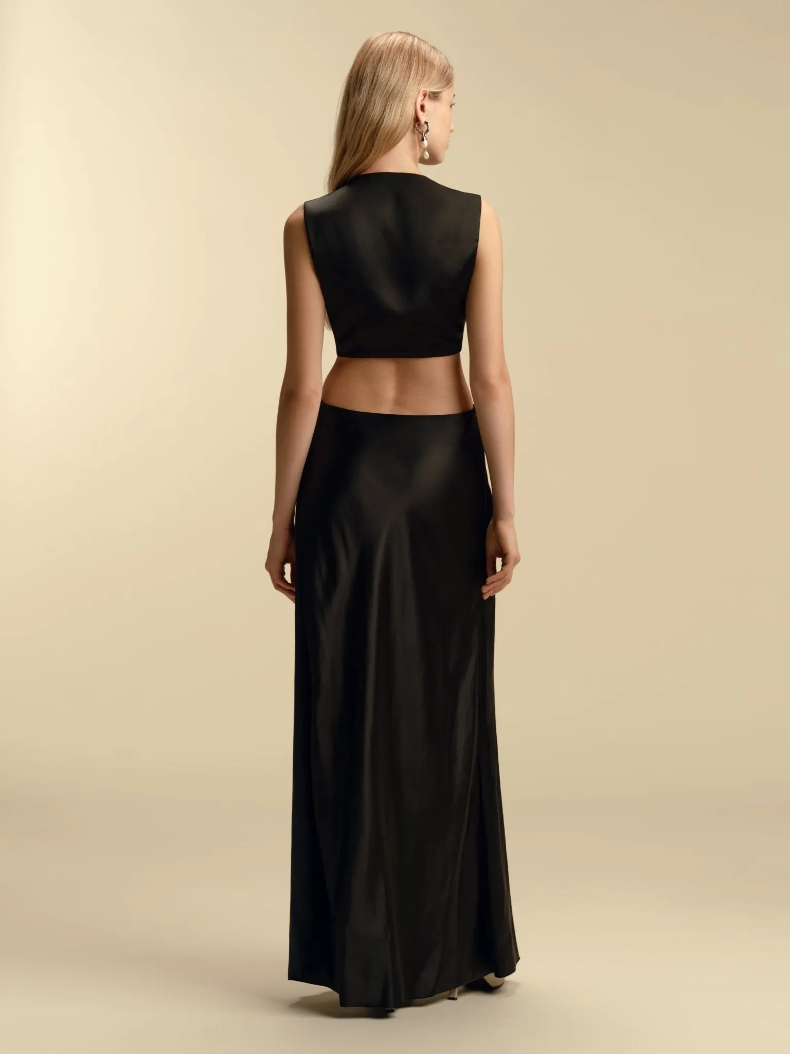 Colorblocked Satin Twist Dress sold by Marina Moscone product image thumbnail 2