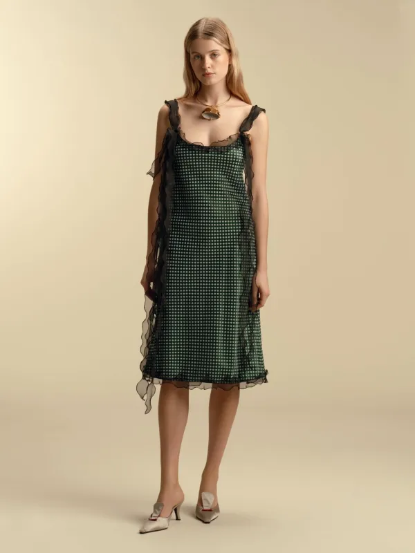 Satin Twill Slipdress with Ruffle Trim sold by Marina Moscone