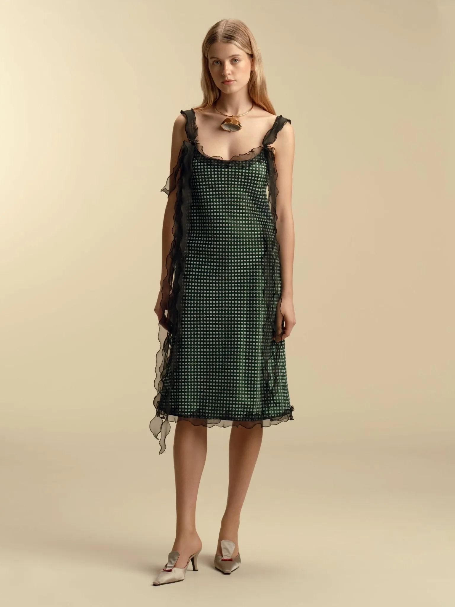 Satin Twill Slipdress with Ruffle Trim sold by Marina Moscone