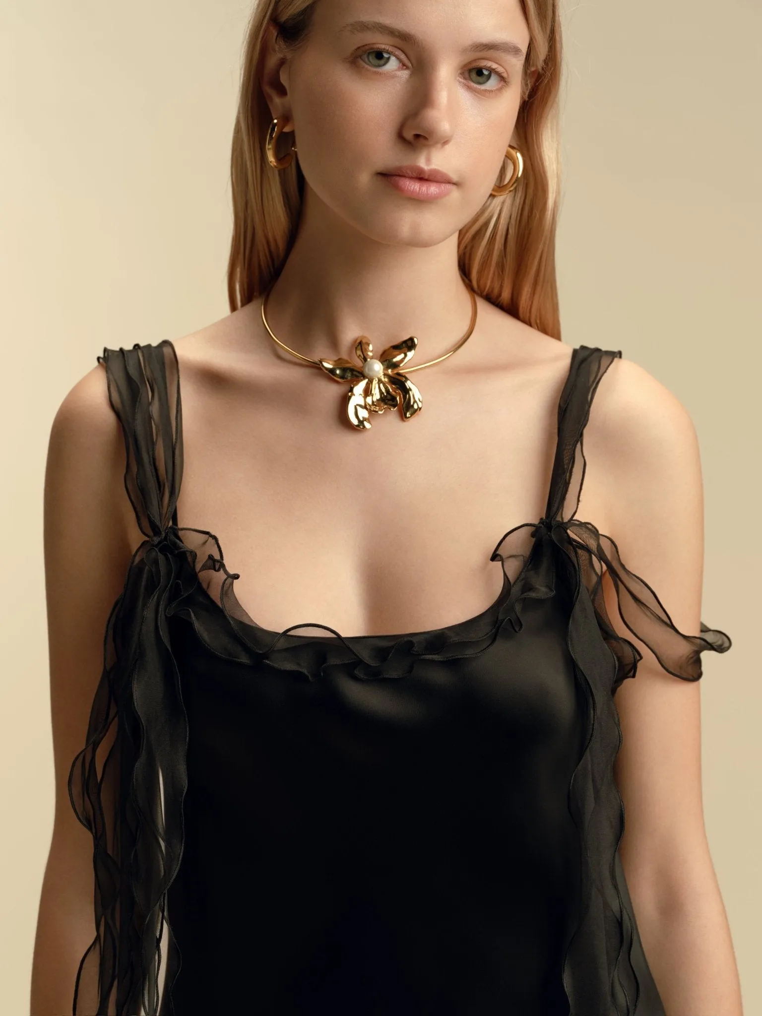 Satin Slipdress with Ruffle Trim sold by Marina Moscone product image thumbnail 3