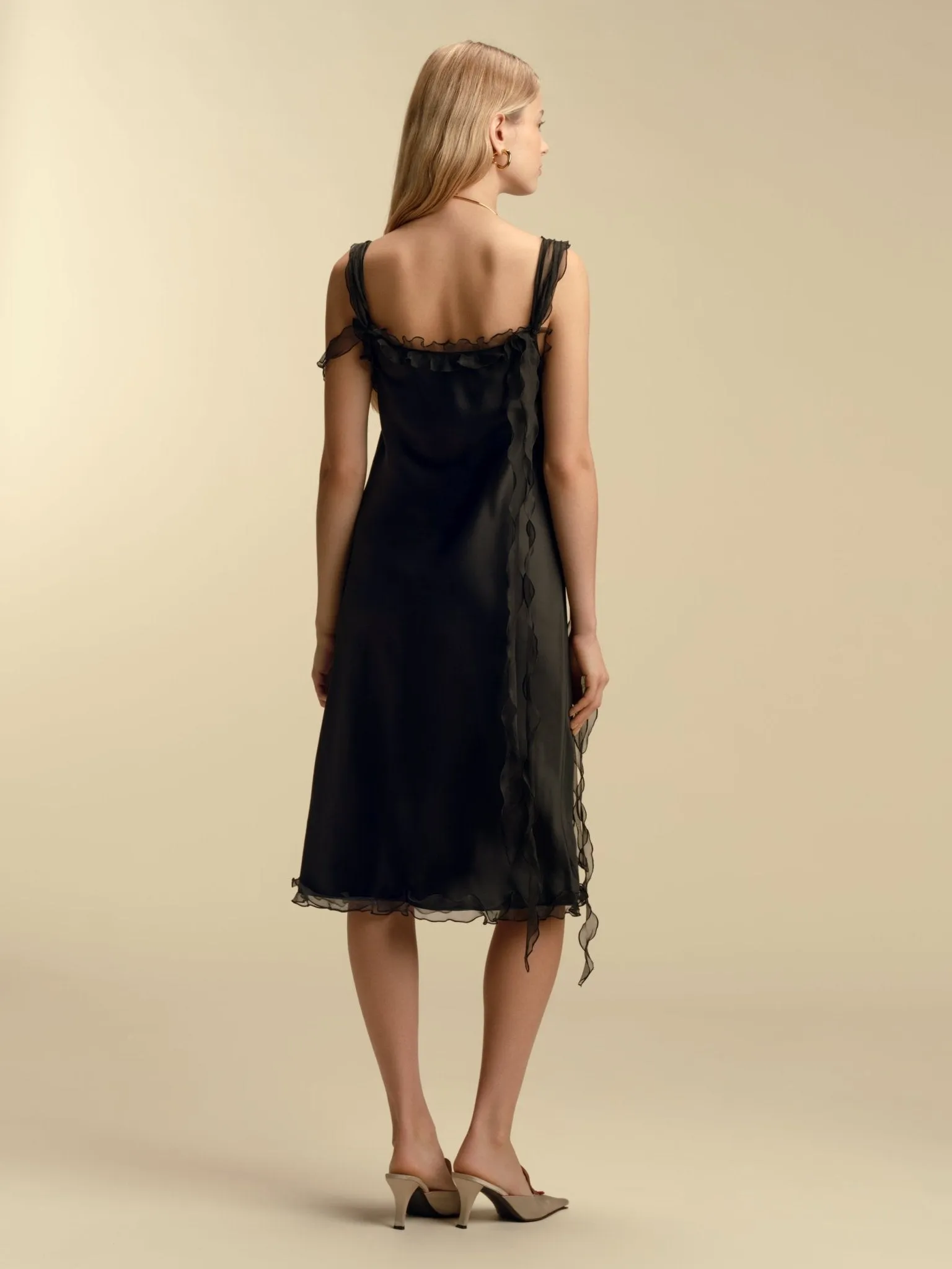 Satin Slipdress with Ruffle Trim sold by Marina Moscone product image thumbnail 2