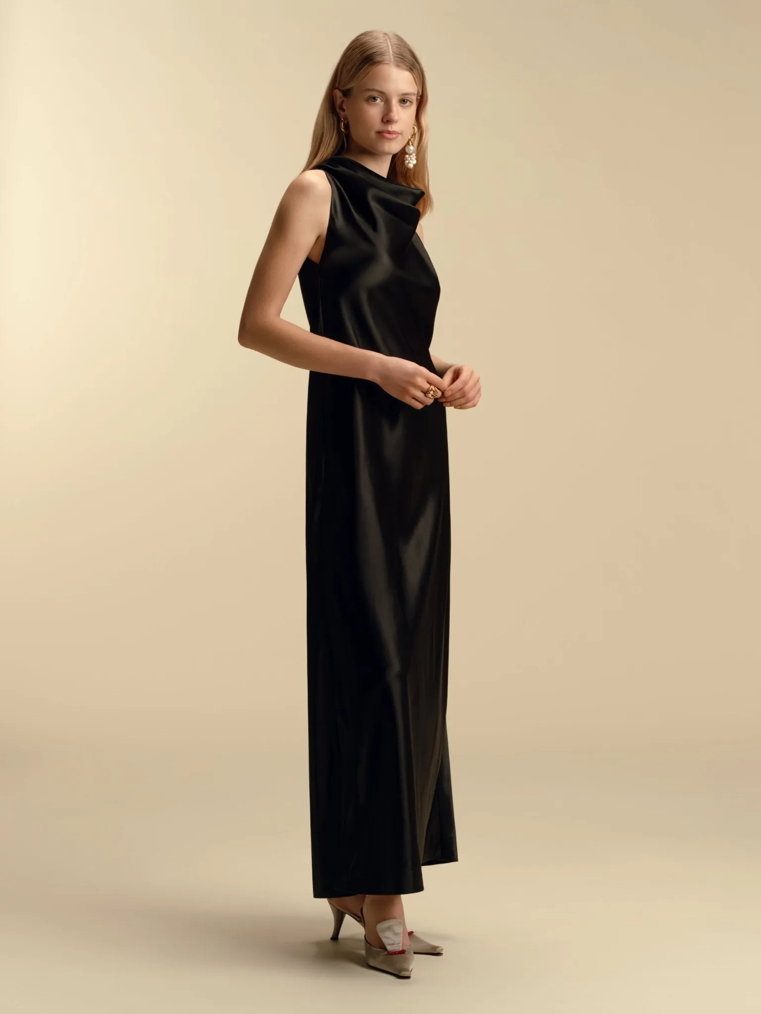 Cowl Neck Satin Bias Slipdress sold by Marina Moscone product image thumbnail 4