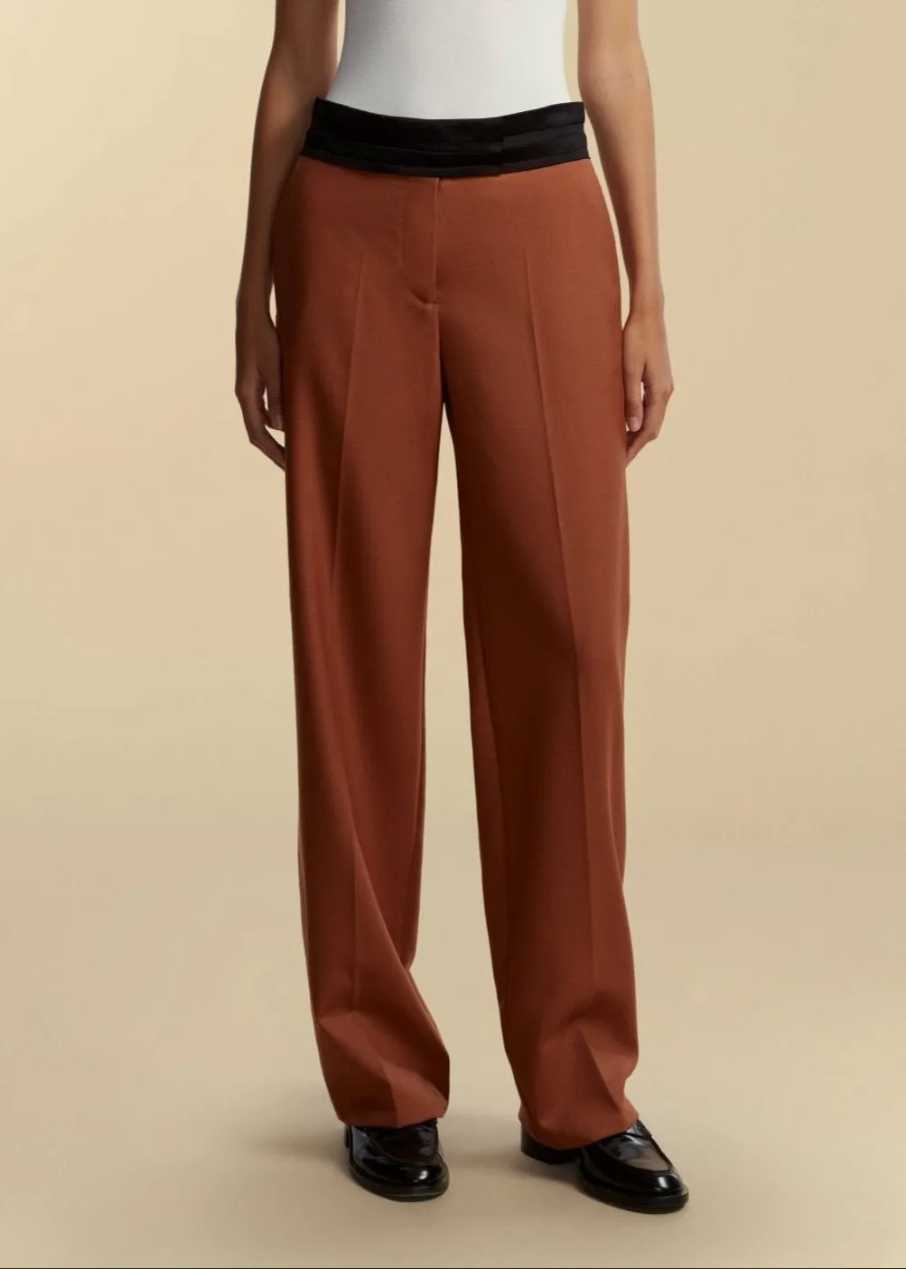 Relaxed Wool Trouser with Raw Edge Detail sold by Marina Moscone