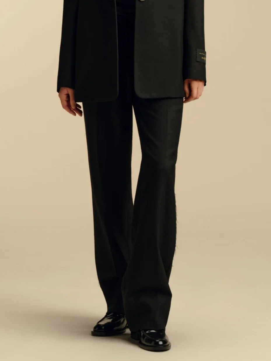 Relaxed Wool Trouser with Raw Edge Detail sold by Marina Moscone
