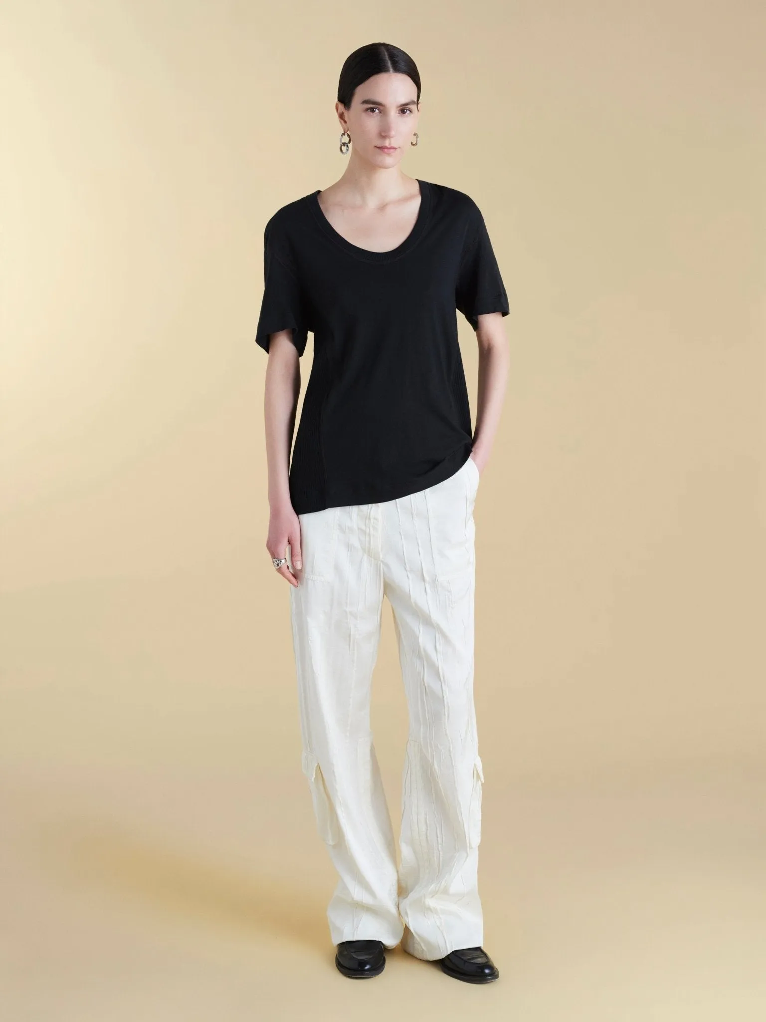 U-Neck Cotton Boyfriend T-Shirt sold by Marina Moscone product image thumbnail 3