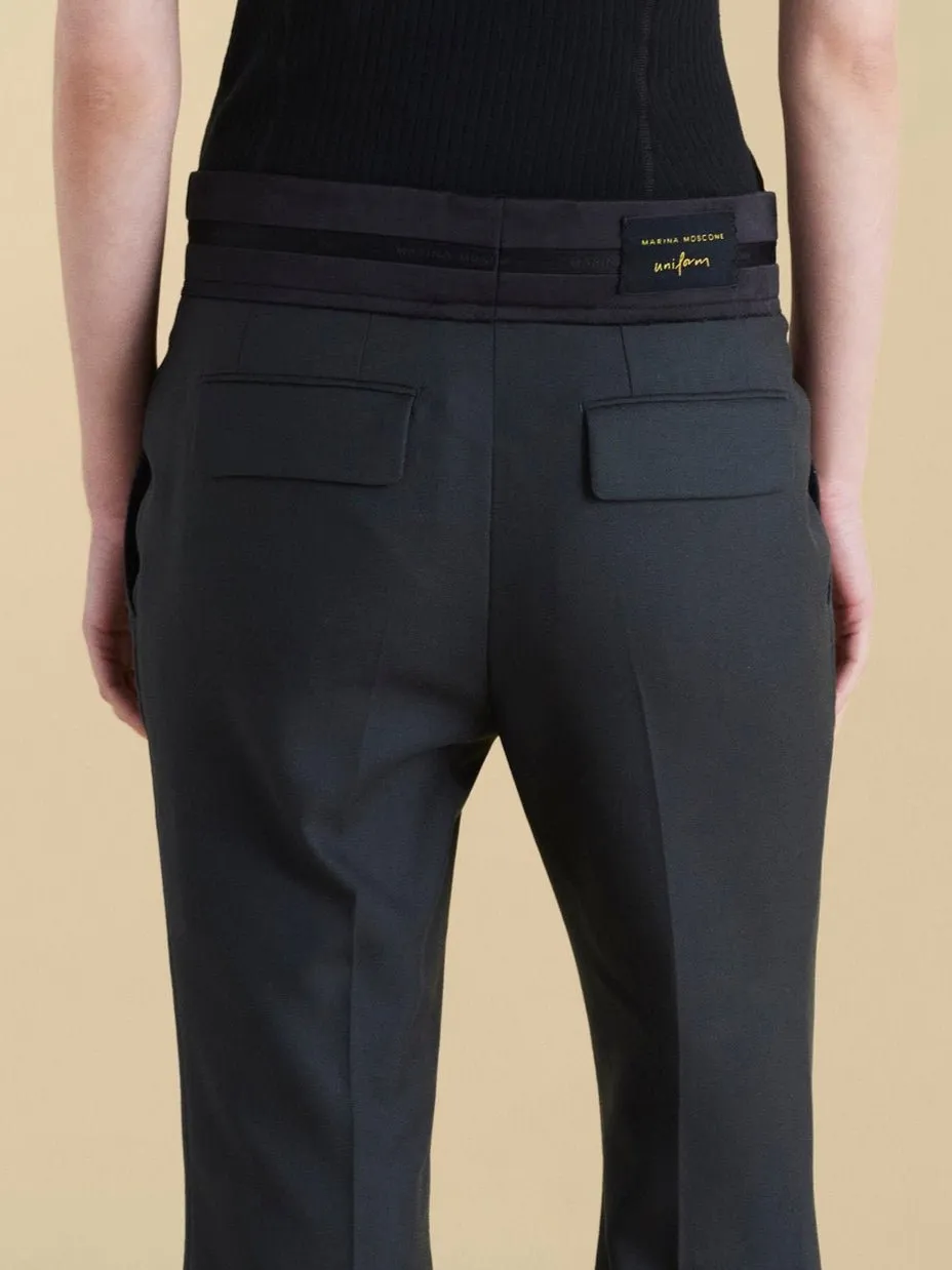 Cropped Wool Flare Trouser with Slit sold by Marina Moscone product image thumbnail 2