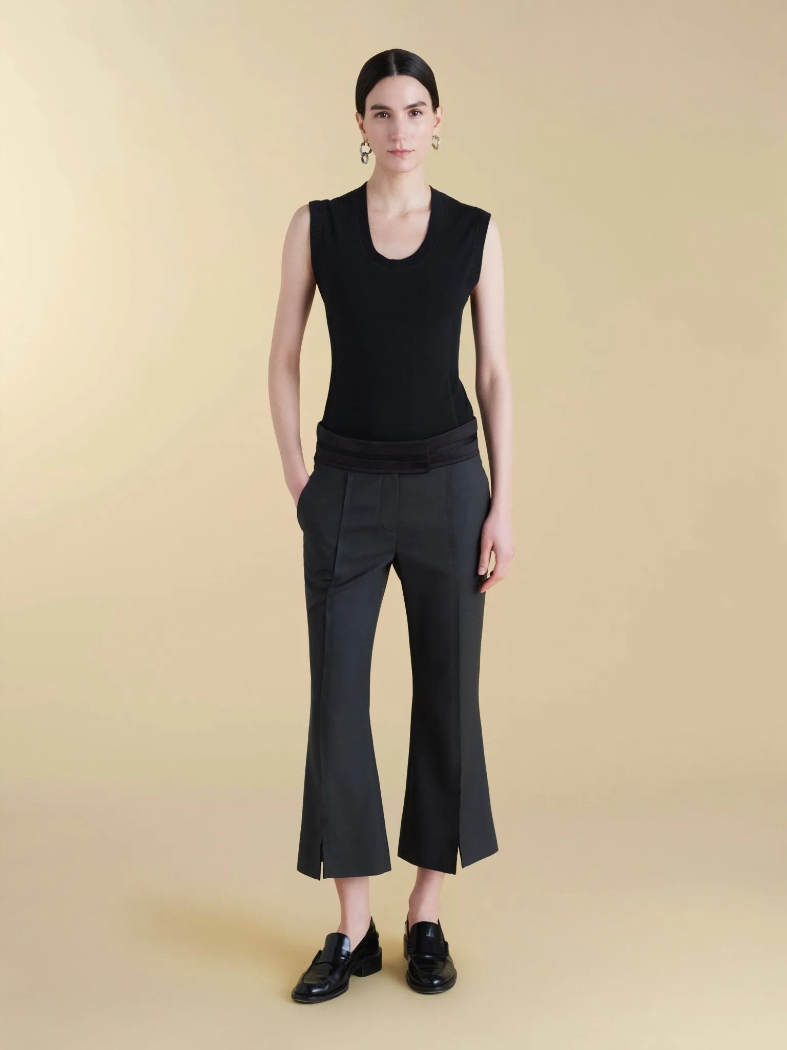 Cropped Wool Flare Trouser with Slit sold by Marina Moscone product image thumbnail 3