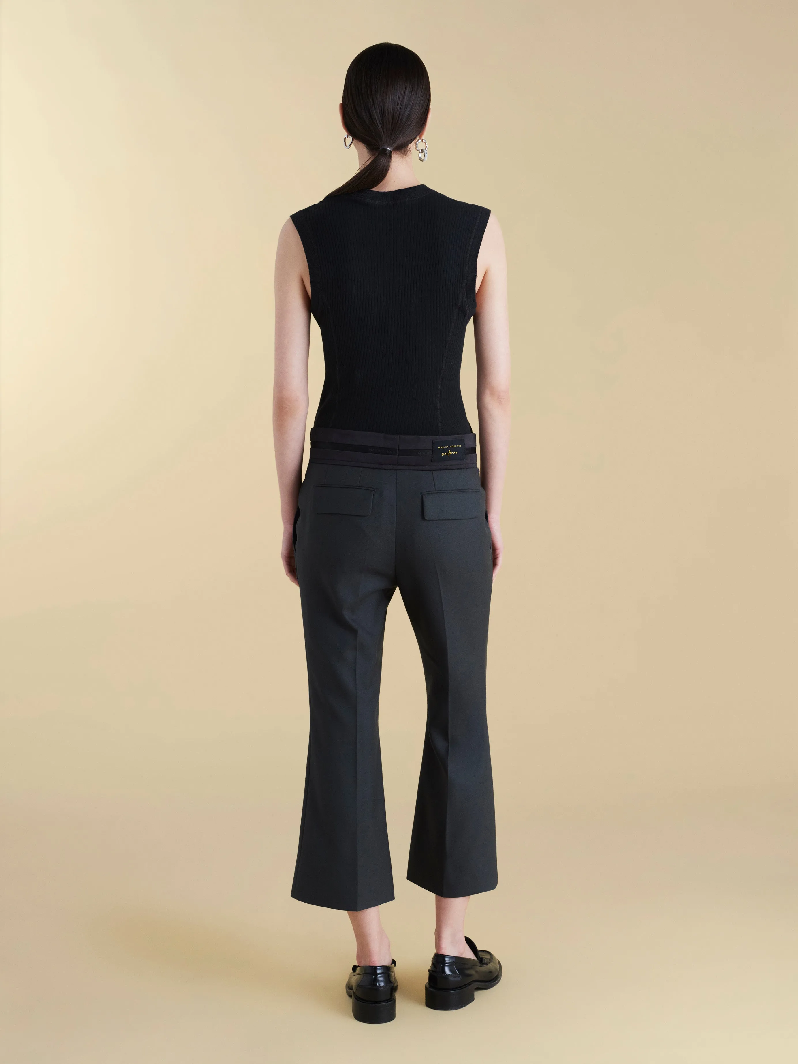 Cropped Wool Flare Trouser with Slit sold by Marina Moscone product image thumbnail 4