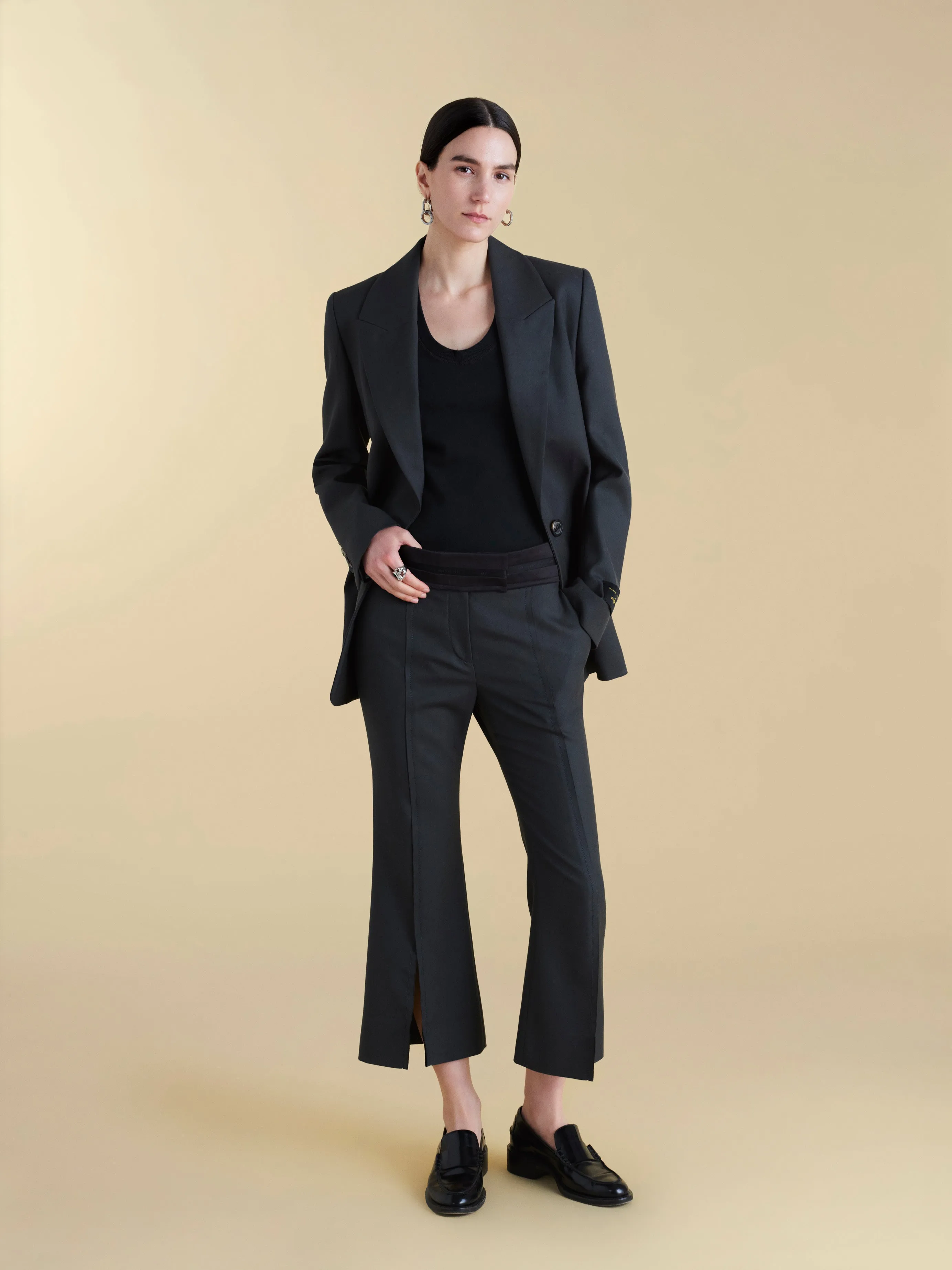 Cropped Wool Flare Trouser with Slit sold by Marina Moscone product image thumbnail 5