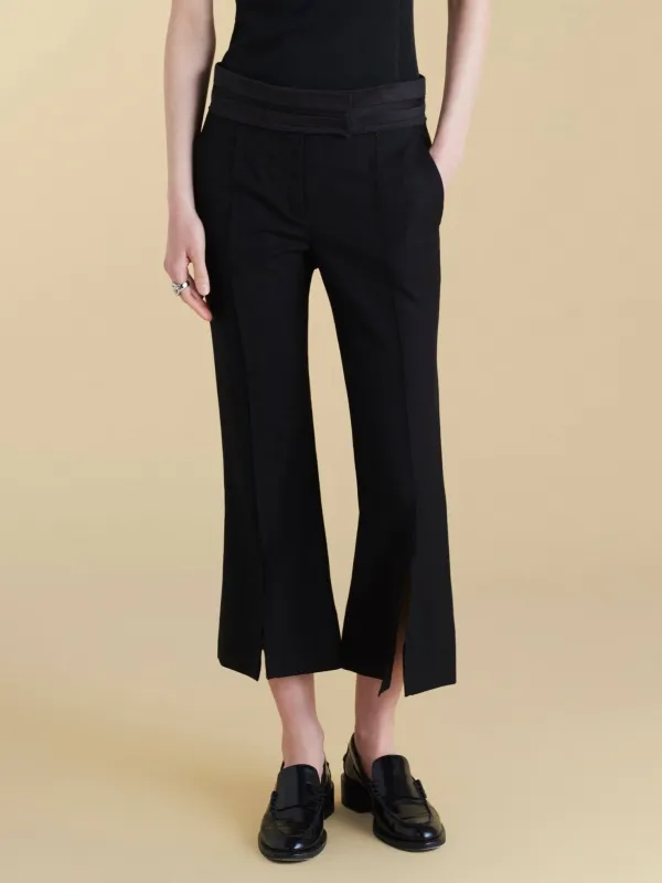 Cropped Wool Flare Trouser with Slit sold by Marina Moscone