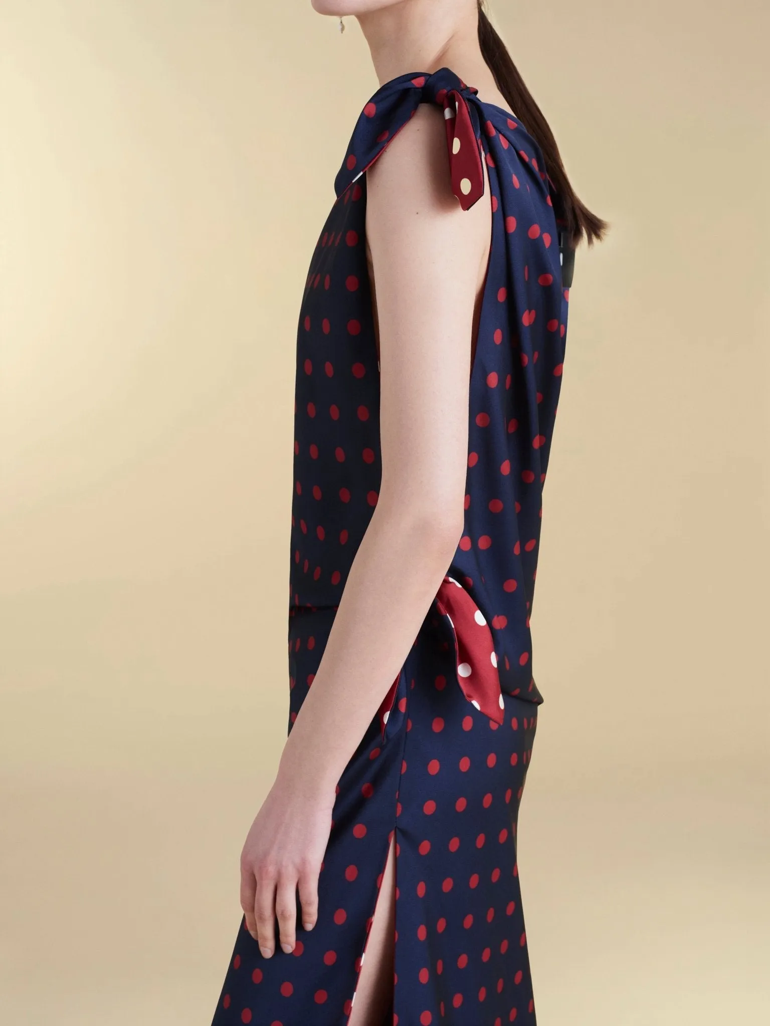 Twill Polka Dot Tabard Tie Dress sold by Marina Moscone product image thumbnail 4