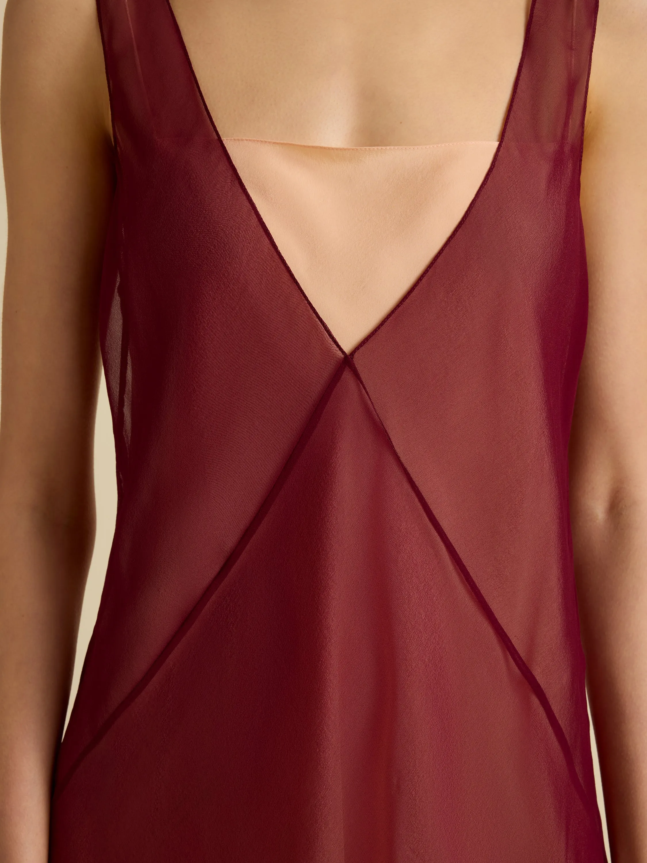 Silk Sheer Layered Camisole Dress sold by Marina Moscone product image thumbnail 5