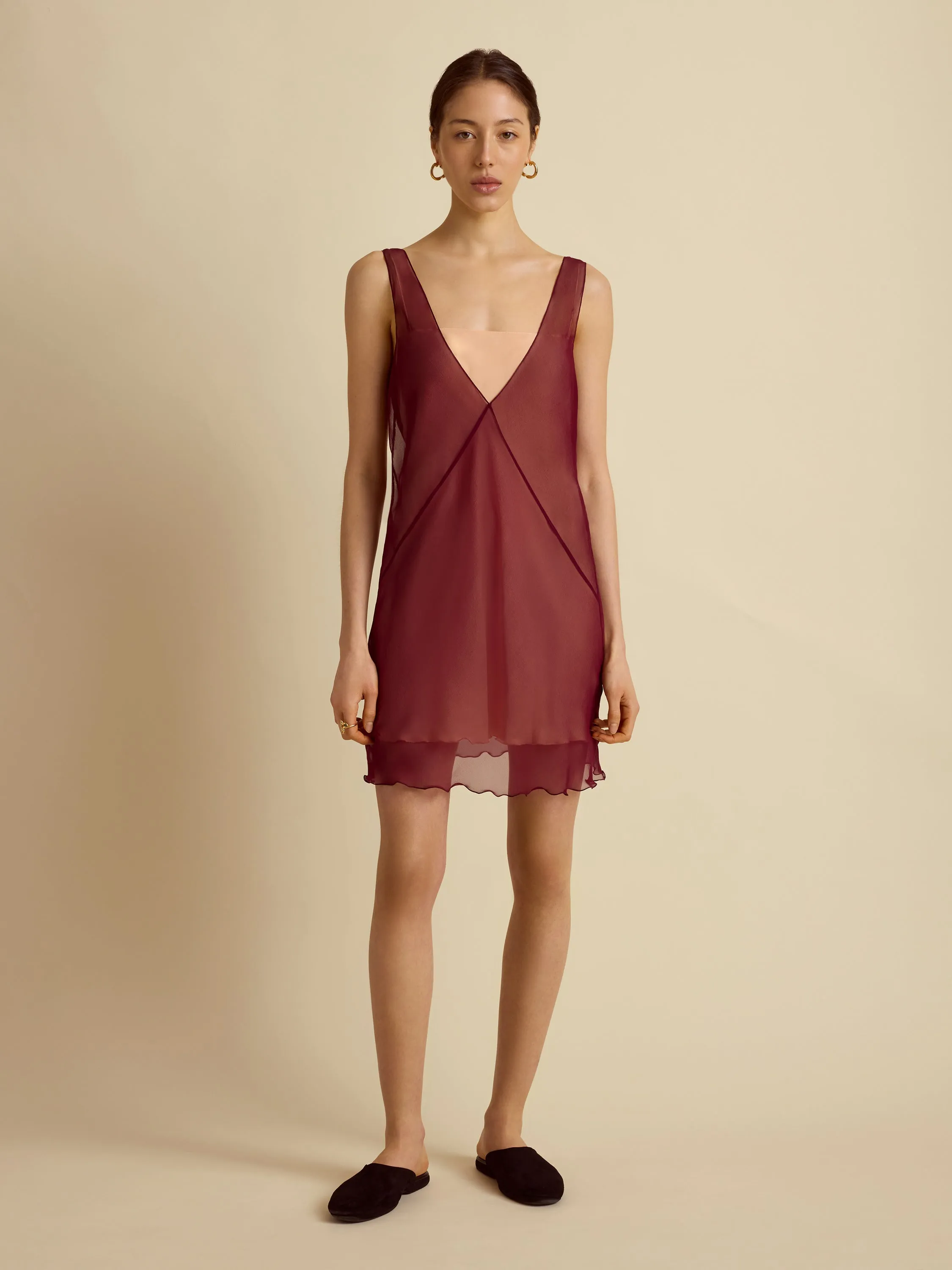 Silk Sheer Layered Camisole Dress sold by Marina Moscone product image thumbnail 2