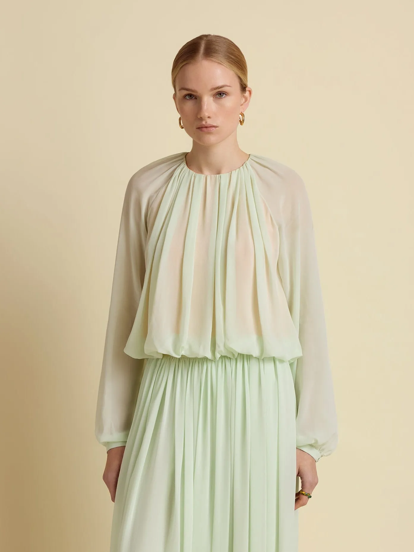 Silk Long Sleeve Gathered Blouse sold by Marina Moscone