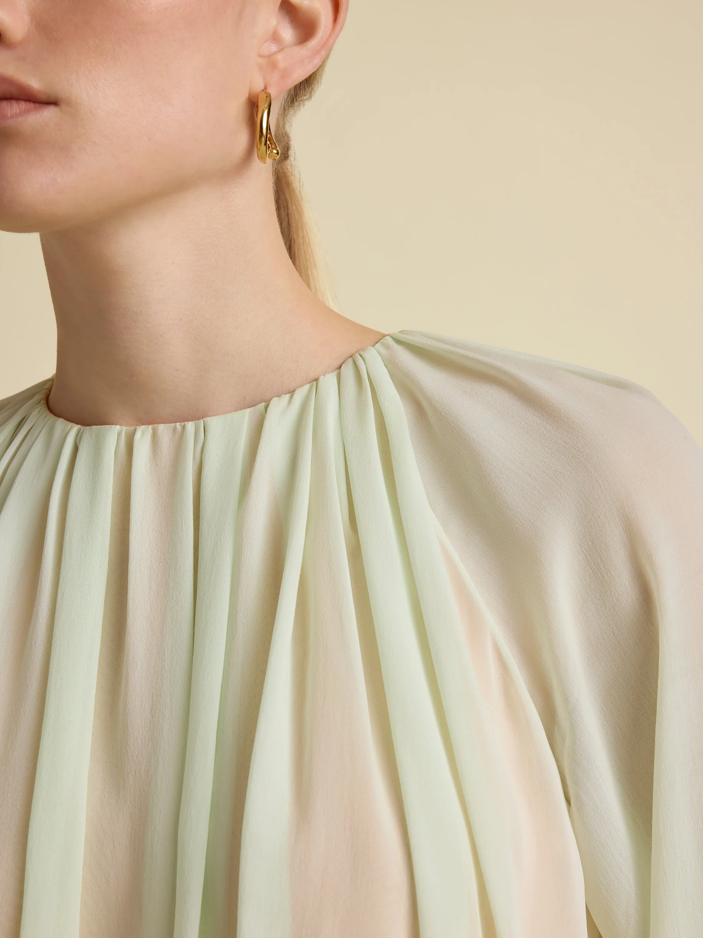 Silk Long Sleeve Gathered Blouse sold by Marina Moscone product image thumbnail 5