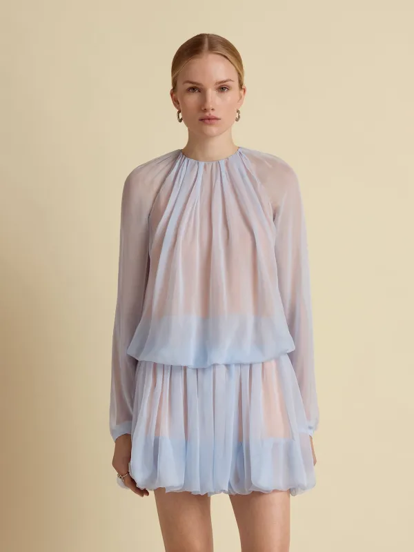 Silk Long Sleeve Gathered Blouse made by Marina Moscone