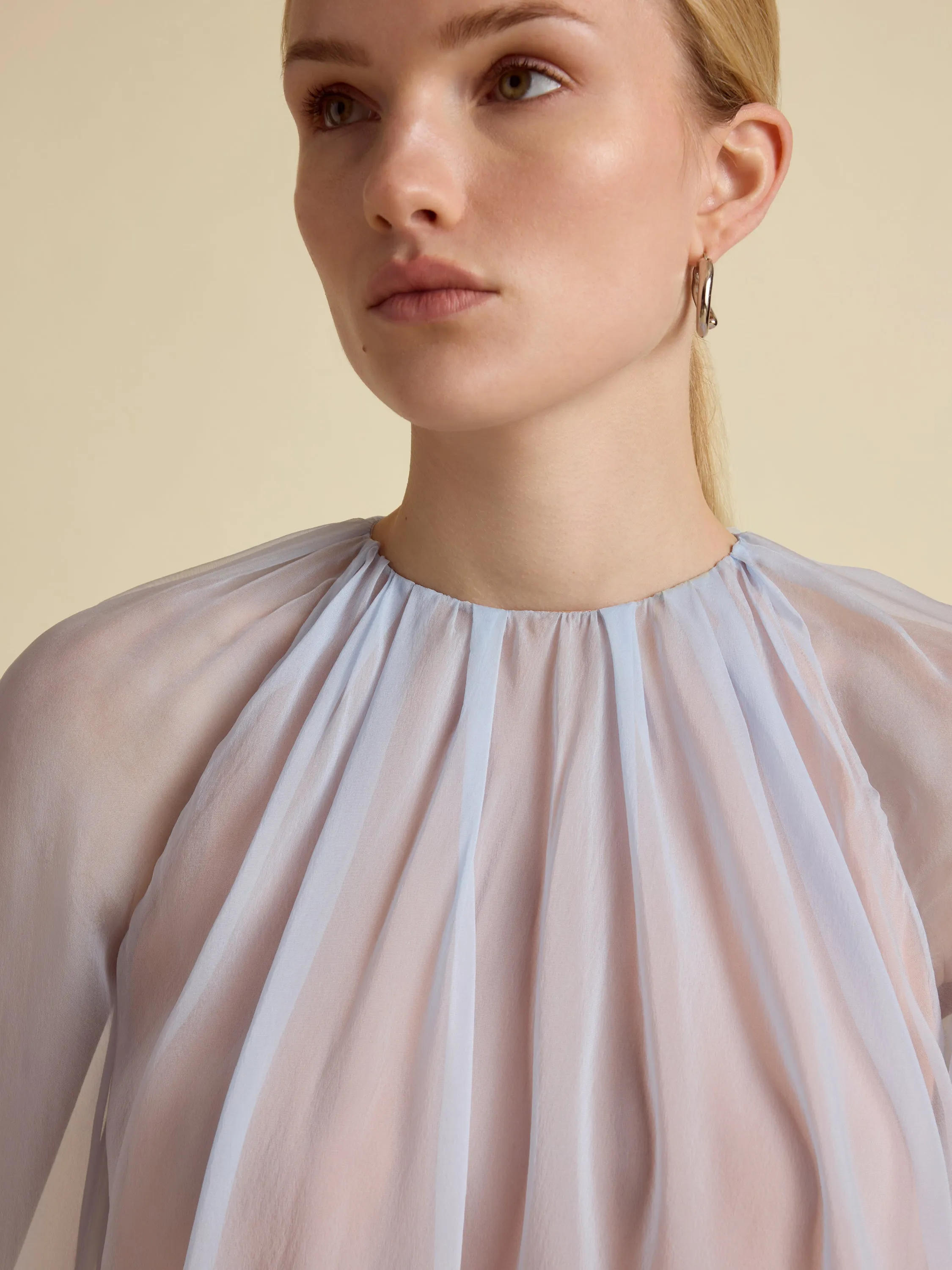 Silk Long Sleeve Gathered Blouse sold by Marina Moscone product image thumbnail 5