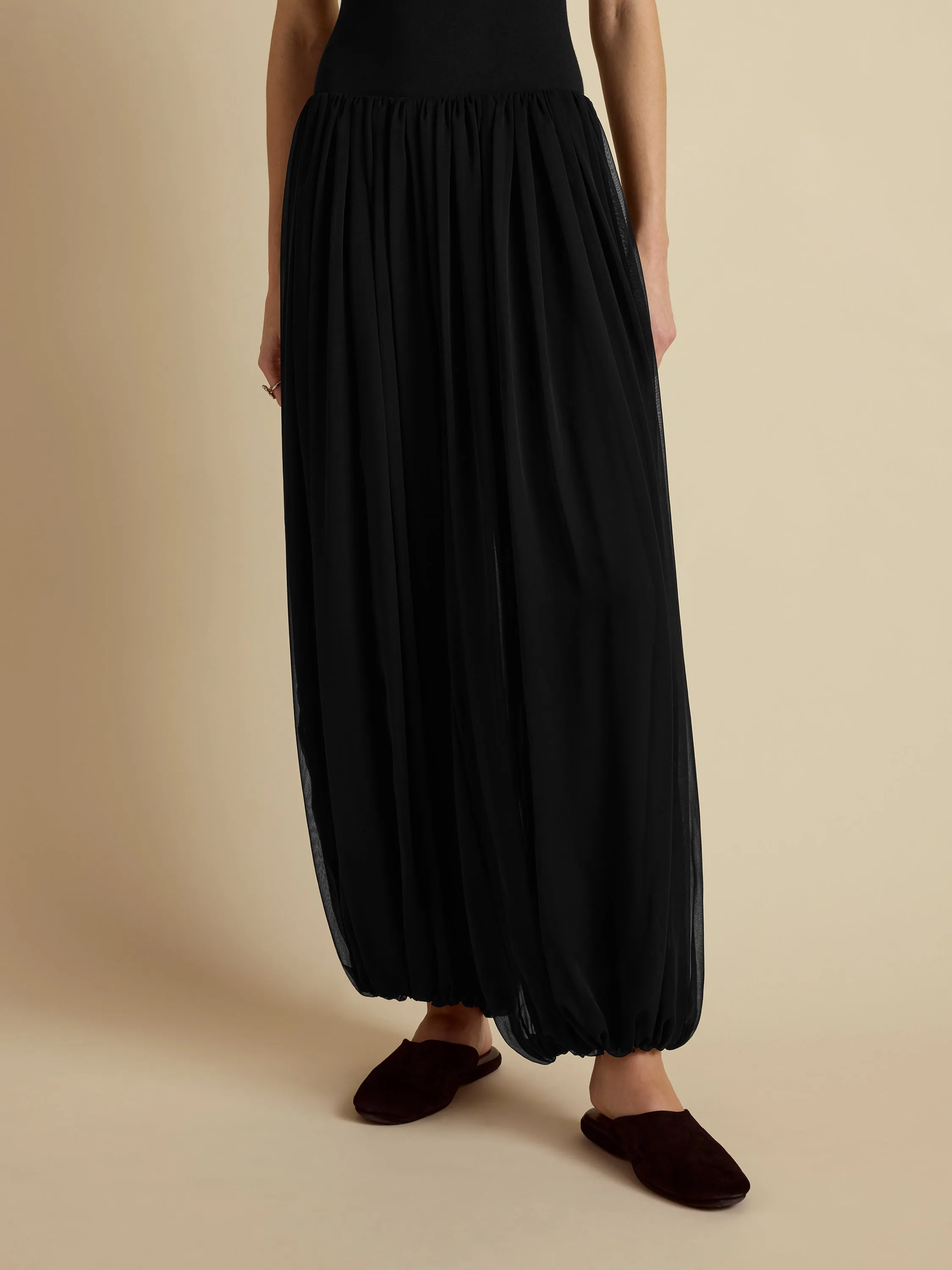 Silk Gathered Cocoon Pant sold by Marina Moscone
