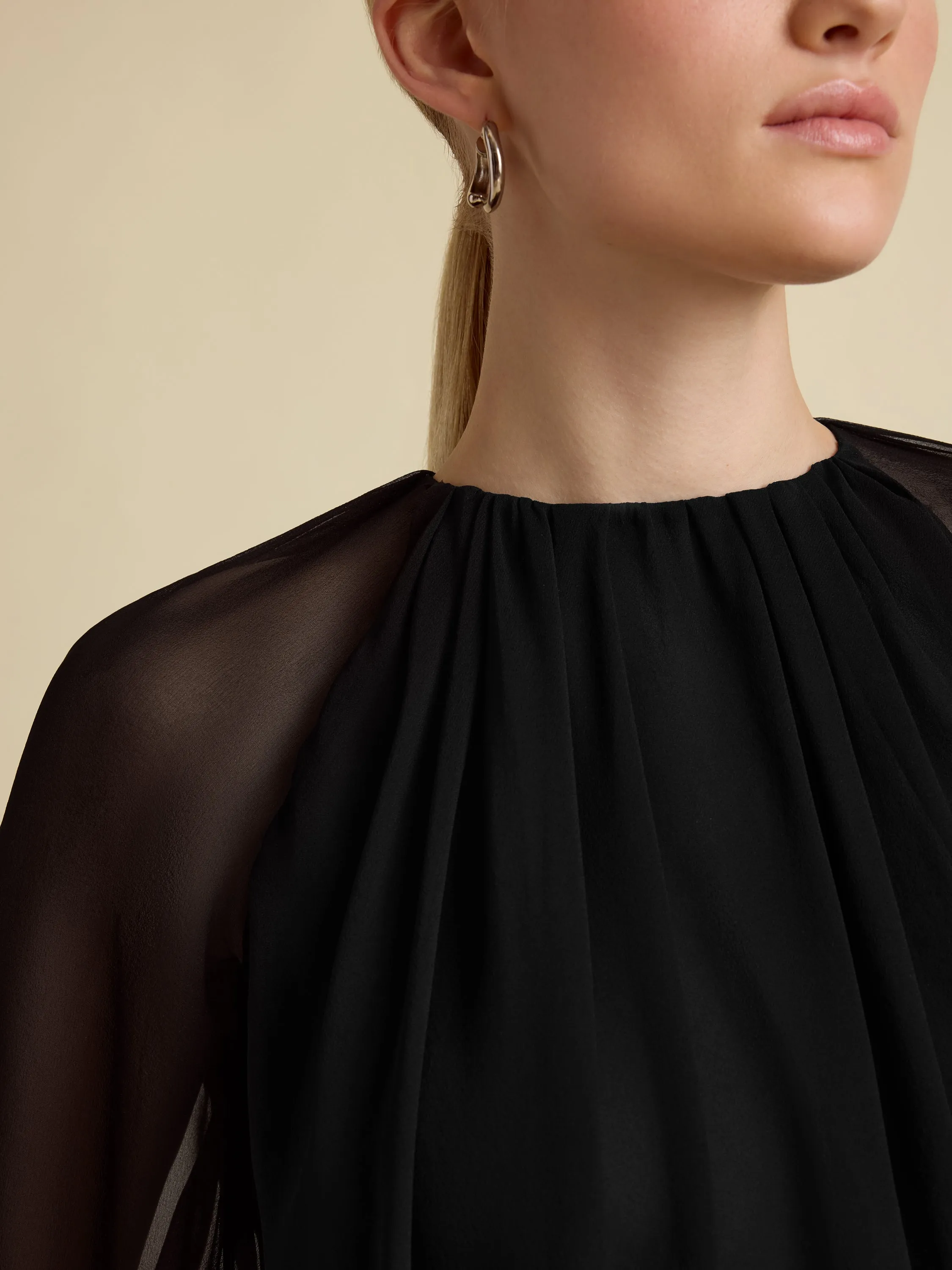 Silk Long Sleeve Gathered Blouse sold by Marina Moscone product image thumbnail 5