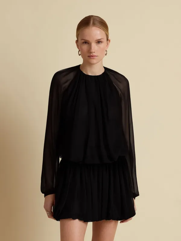 Silk Long Sleeve Gathered Blouse made by Marina Moscone