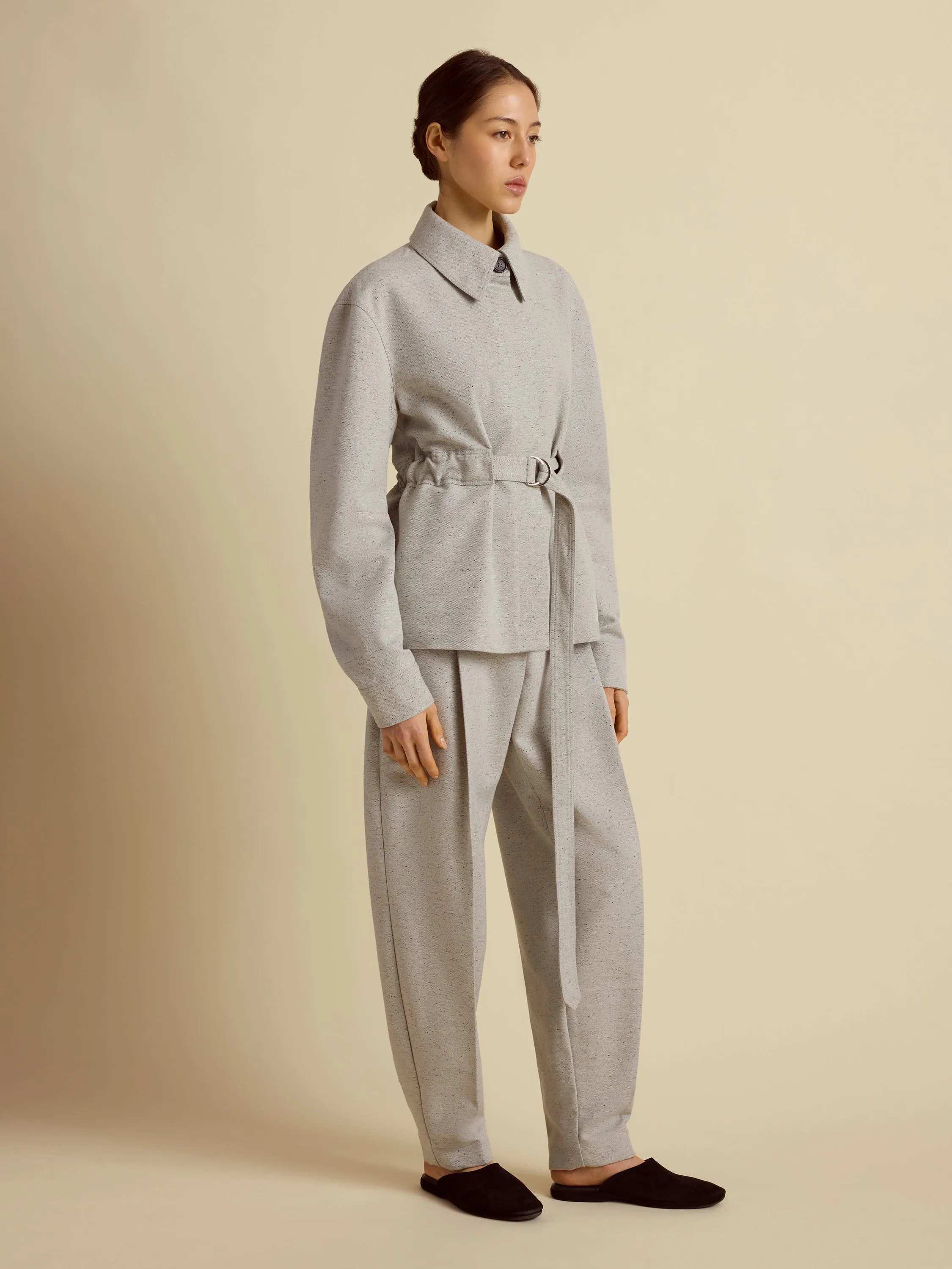 Cotton Silk Belted Bomber Jacket sold by Marina Moscone product image thumbnail 3