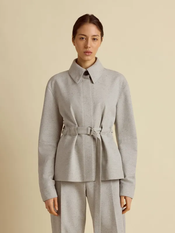 Cotton Silk Belted Bomber Jacket made by Marina Moscone