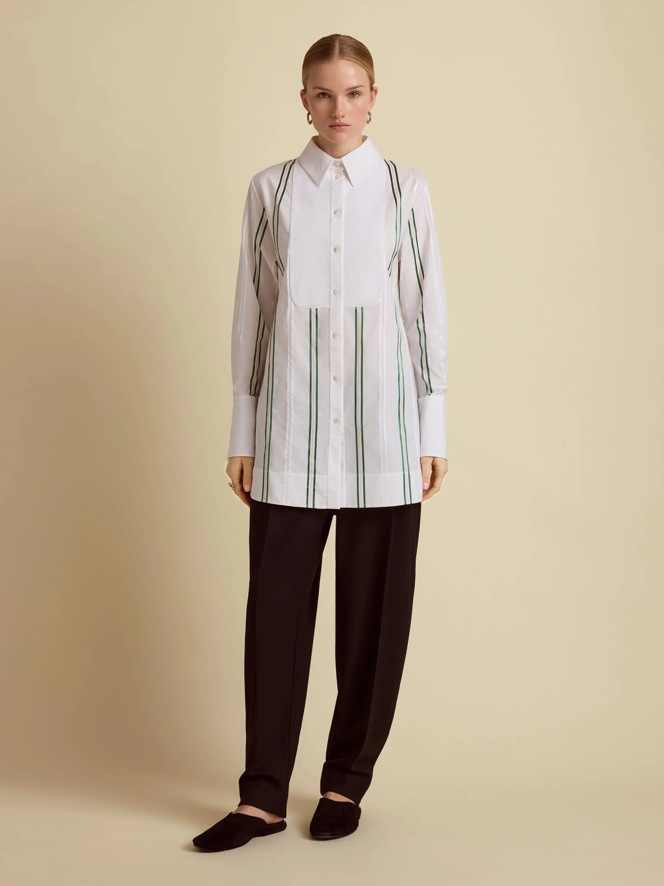 Slim Striped Tuxedo Shirt sold by Marina Moscone product image thumbnail 2