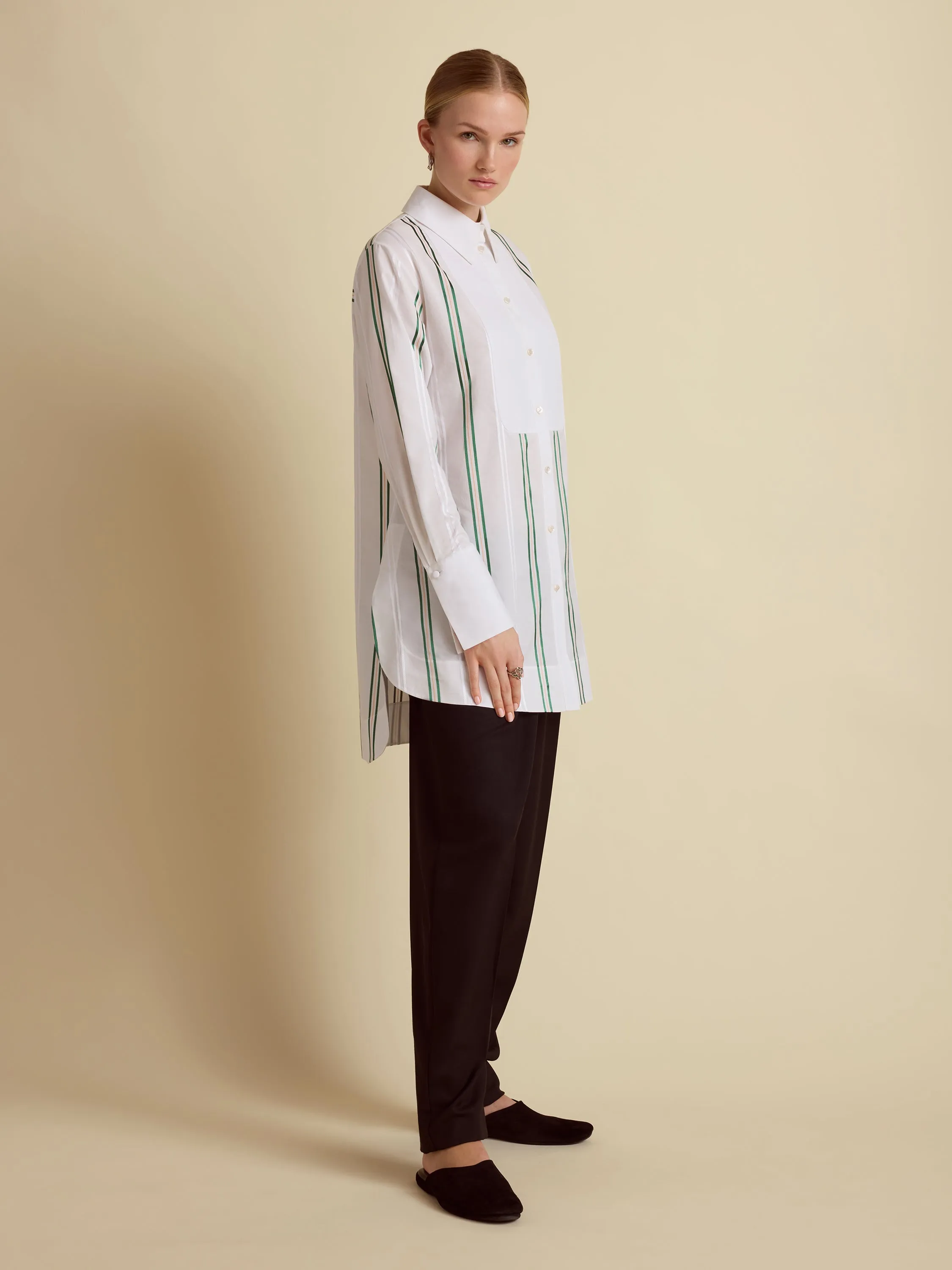 Slim Striped Tuxedo Shirt sold by Marina Moscone product image thumbnail 3