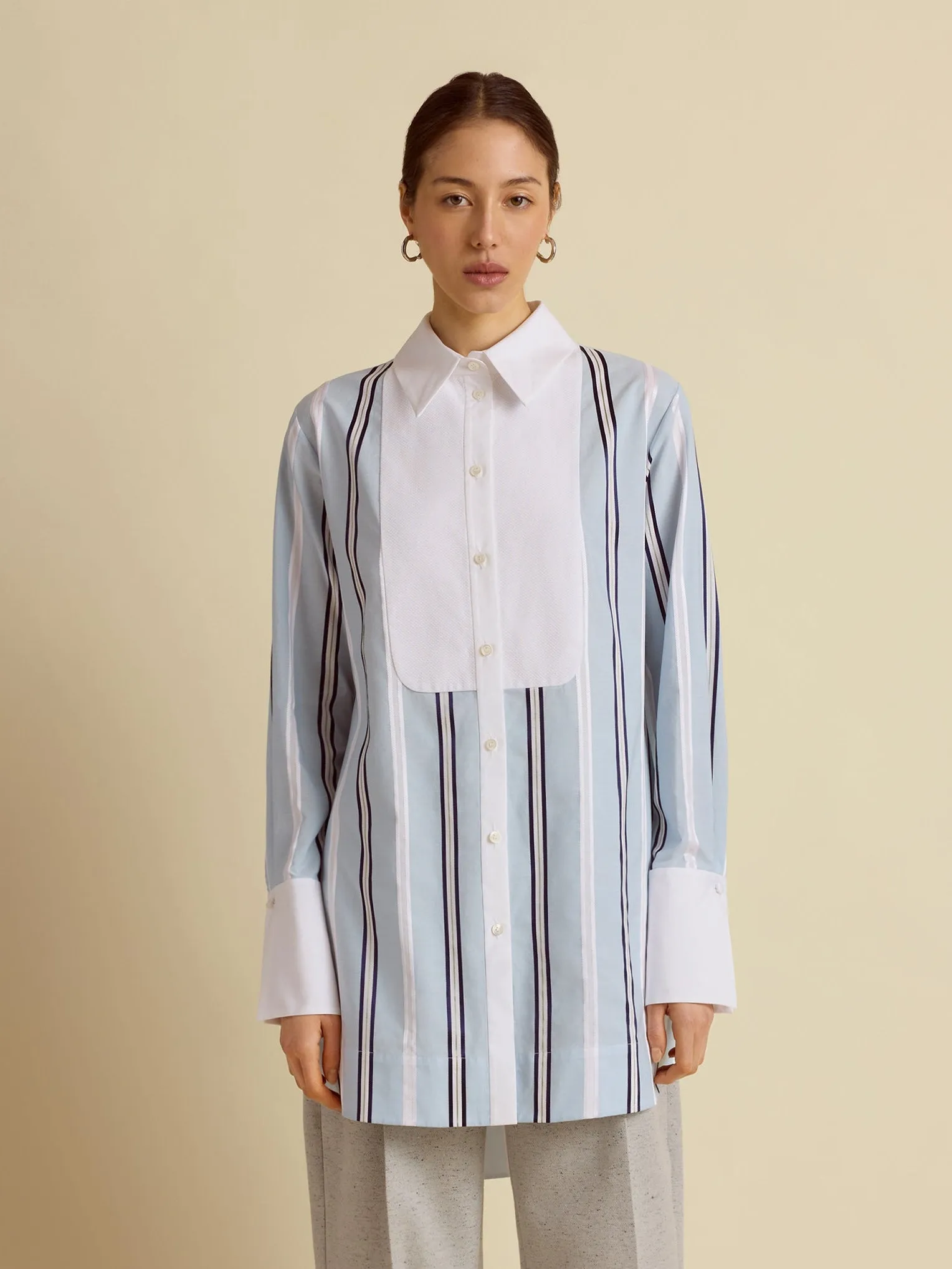 Slim Striped Tuxedo Shirt sold by Marina Moscone