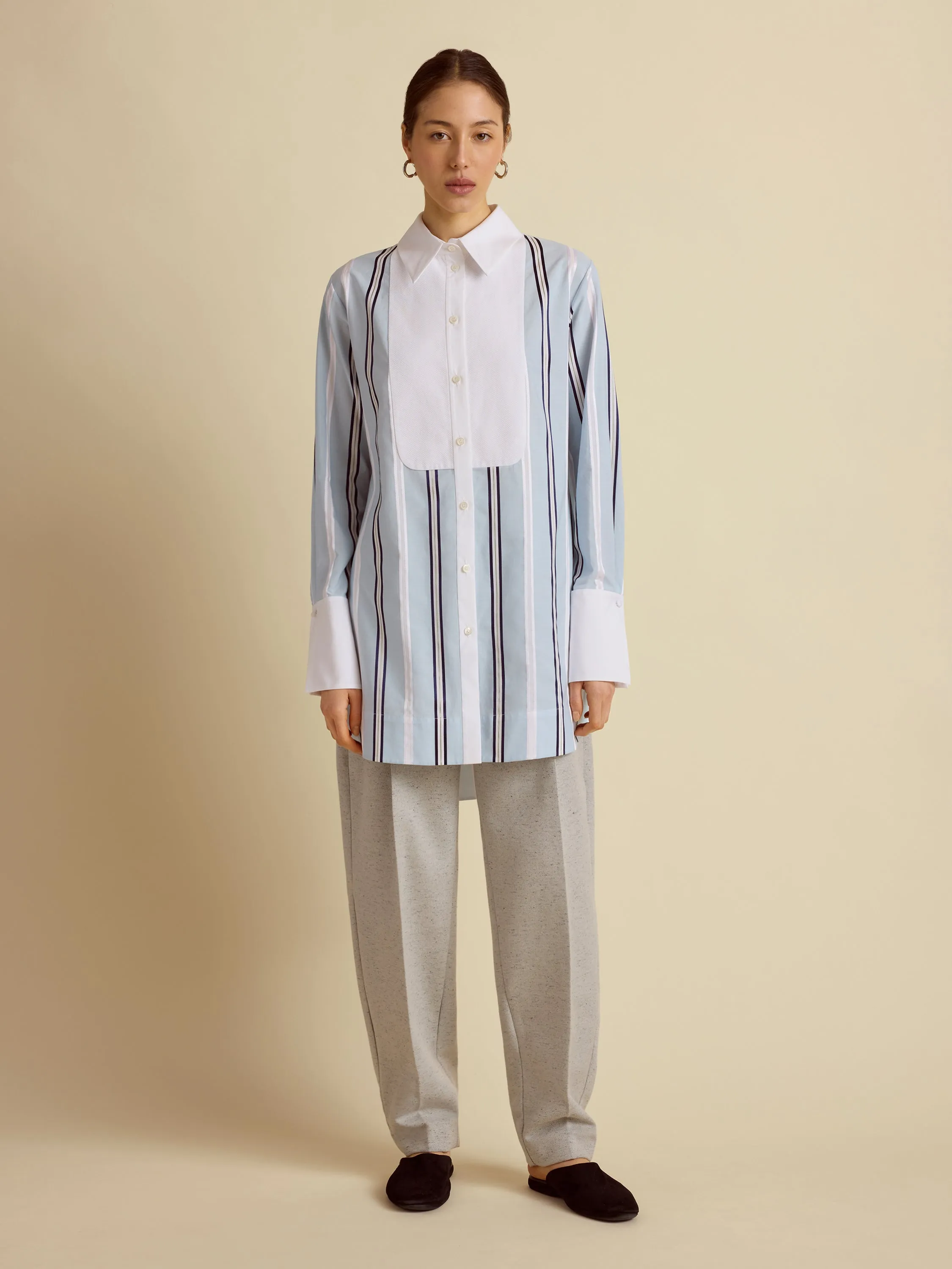 Slim Striped Tuxedo Shirt sold by Marina Moscone product image thumbnail 2