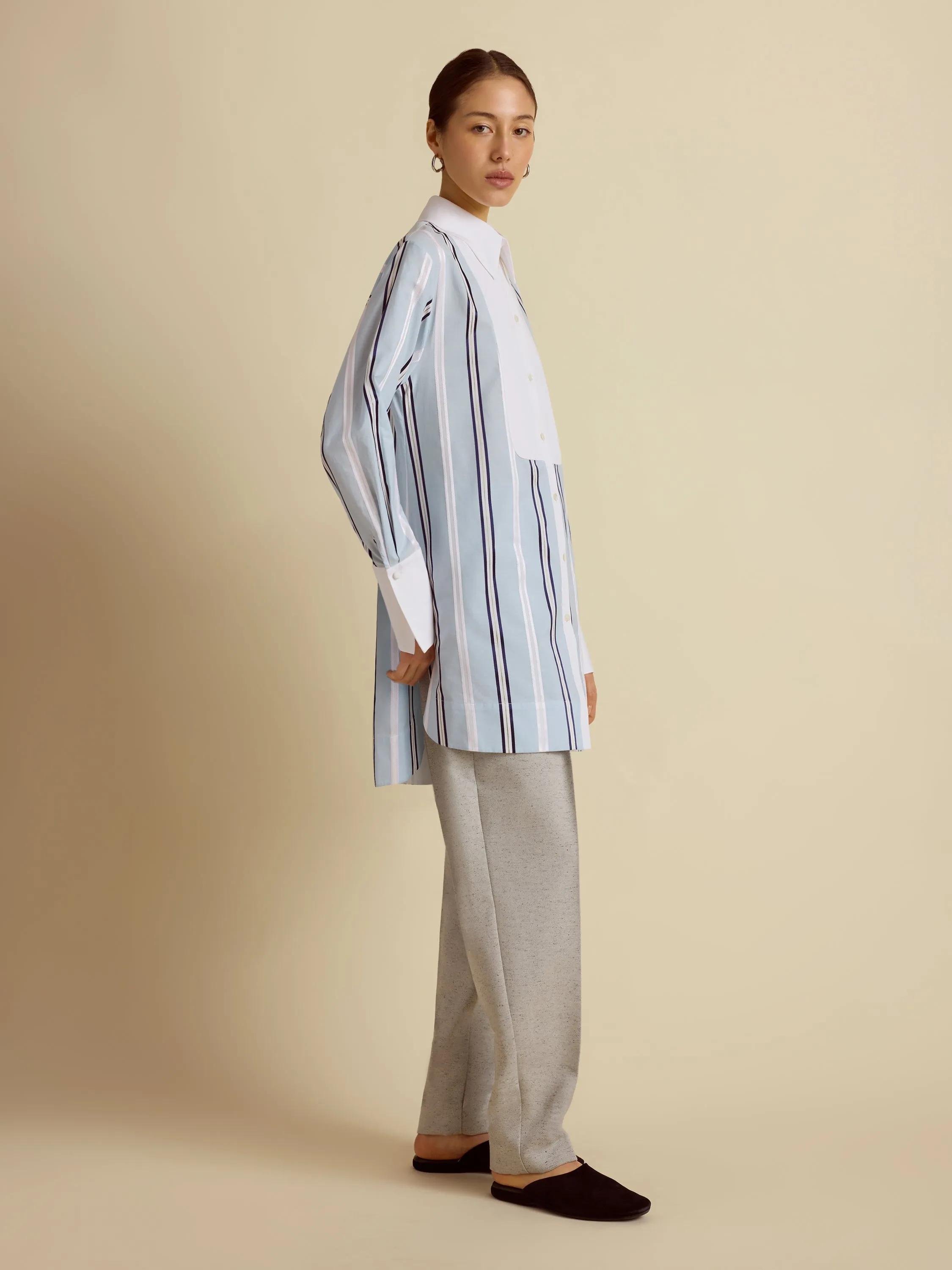 Slim Striped Tuxedo Shirt sold by Marina Moscone product image thumbnail 3