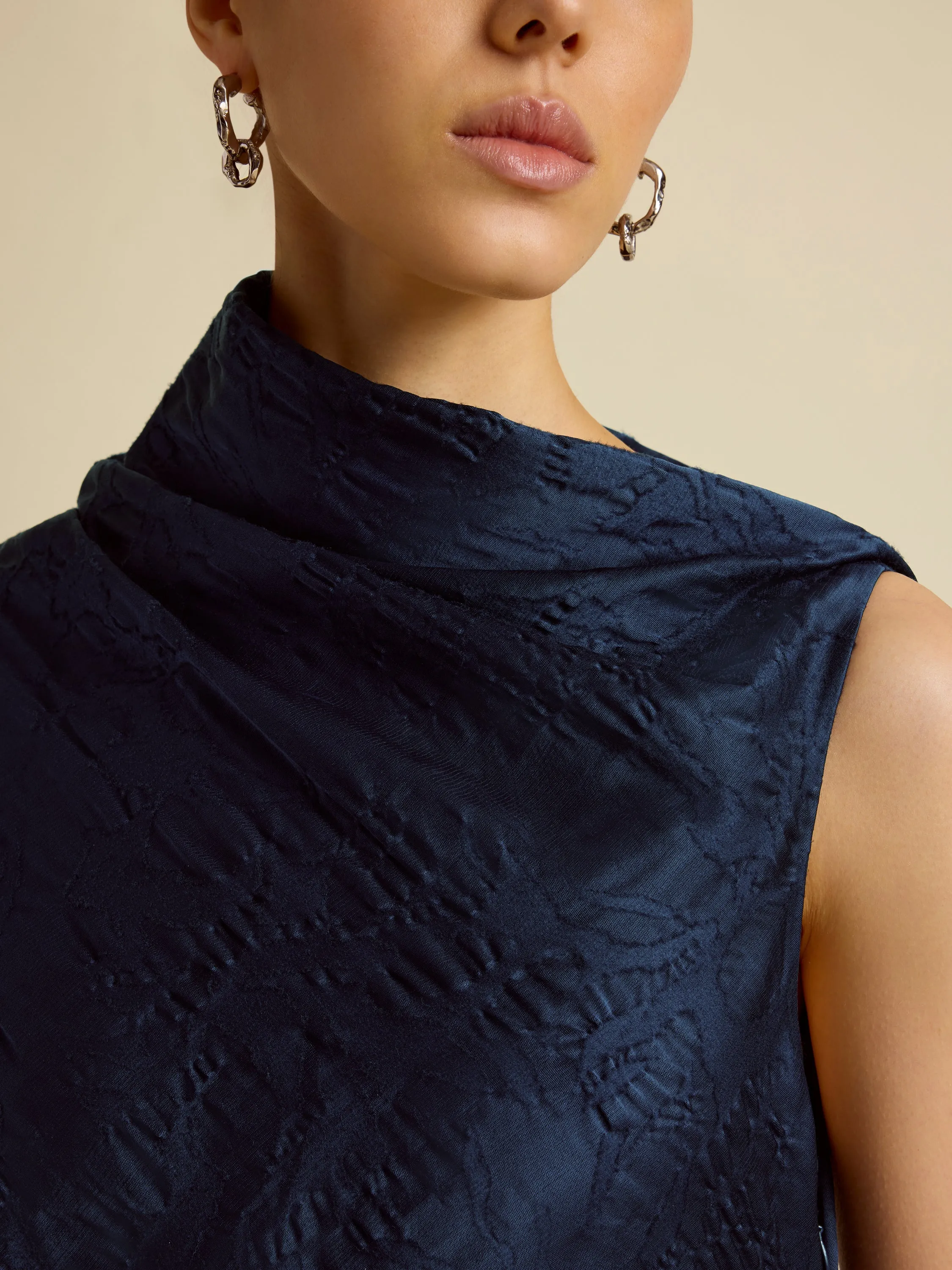 Satin Jacquard Column Dress sold by Marina Moscone product image thumbnail 4