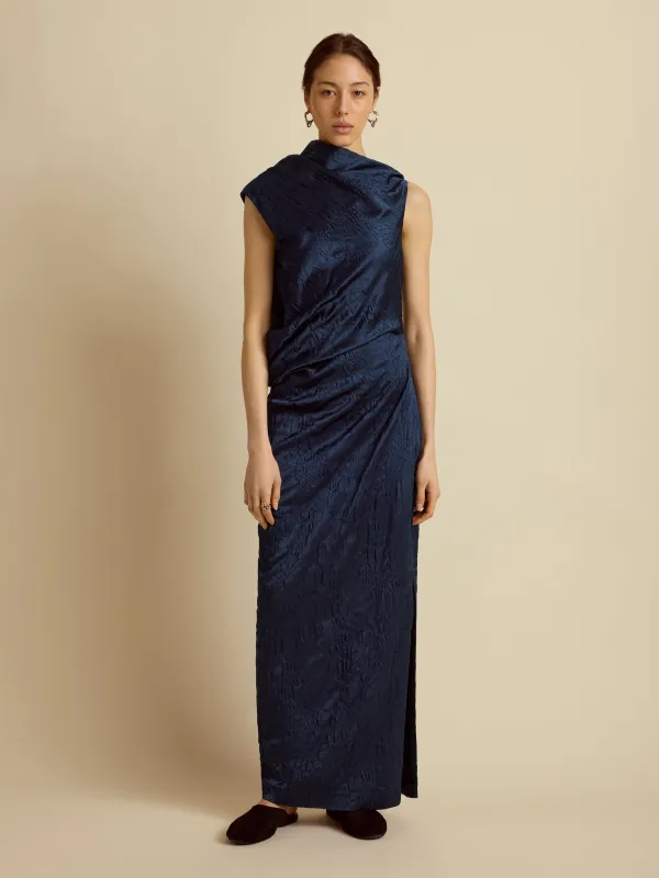 Satin Jacquard Column Dress made by Marina Moscone