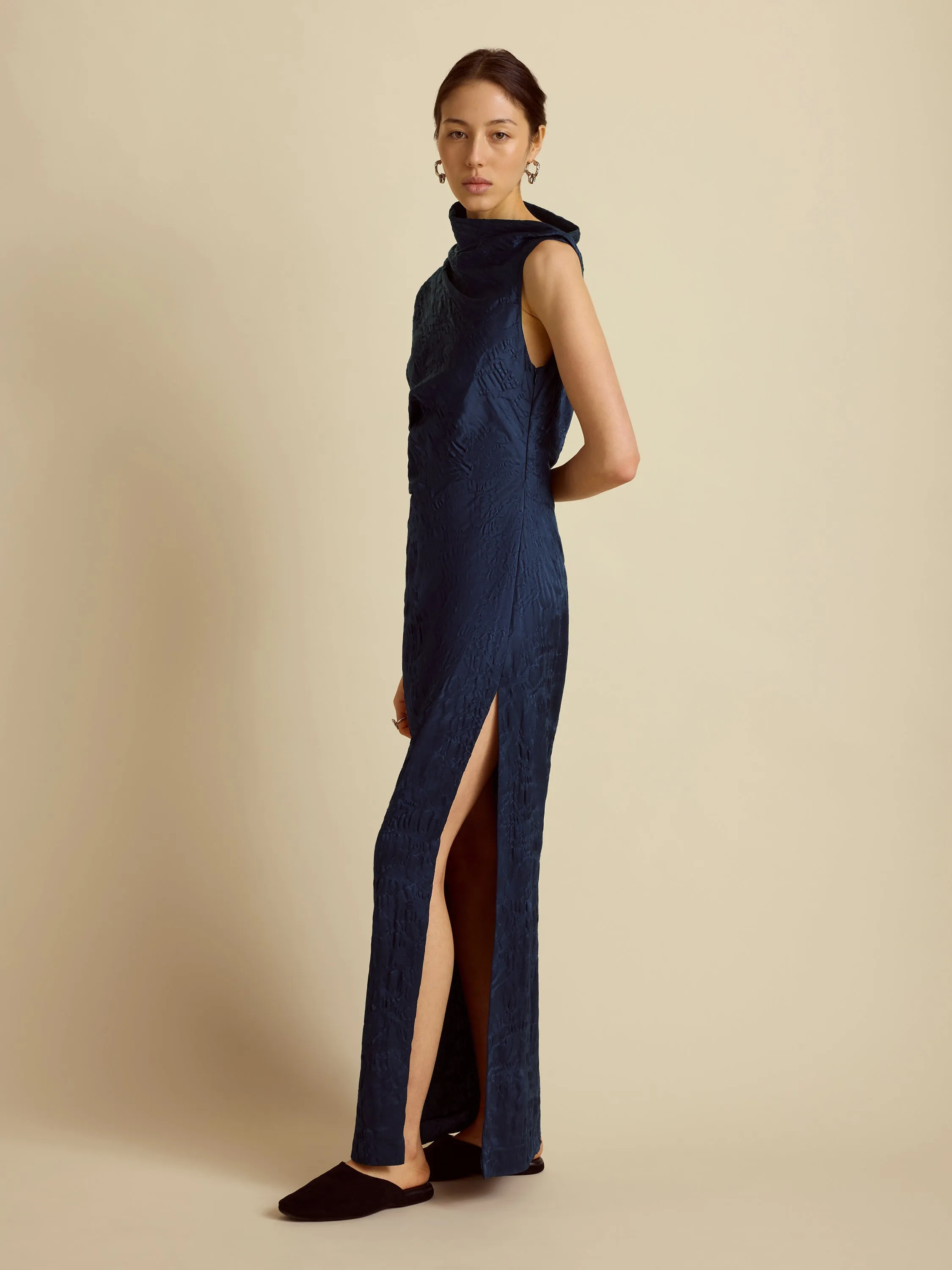 Satin Jacquard Column Dress sold by Marina Moscone product image thumbnail 2