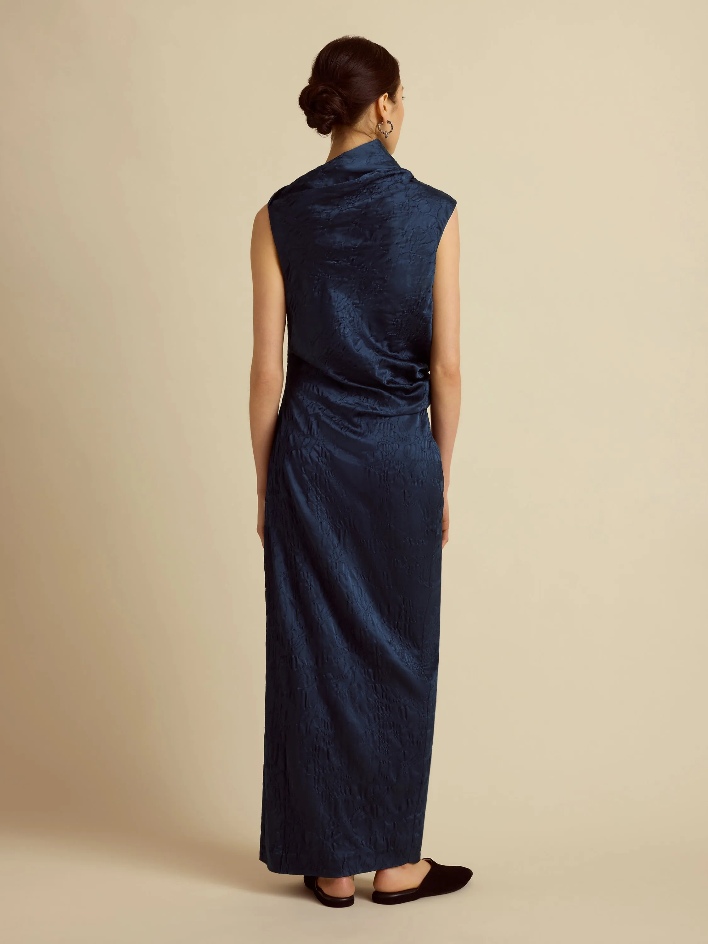 Satin Jacquard Column Dress sold by Marina Moscone product image thumbnail 3