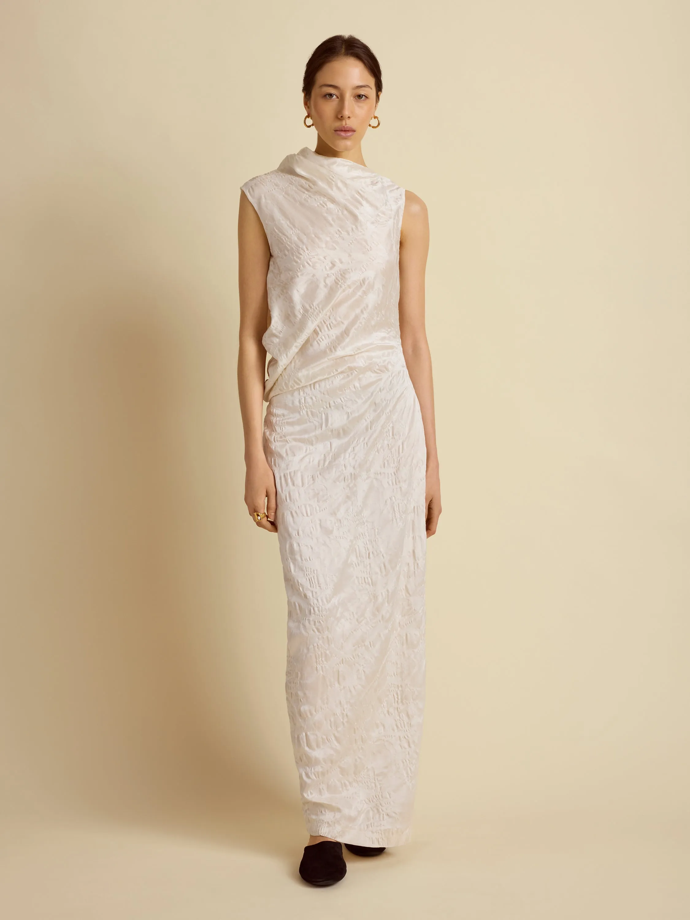 Satin Jacquard Column Dress sold by Marina Moscone